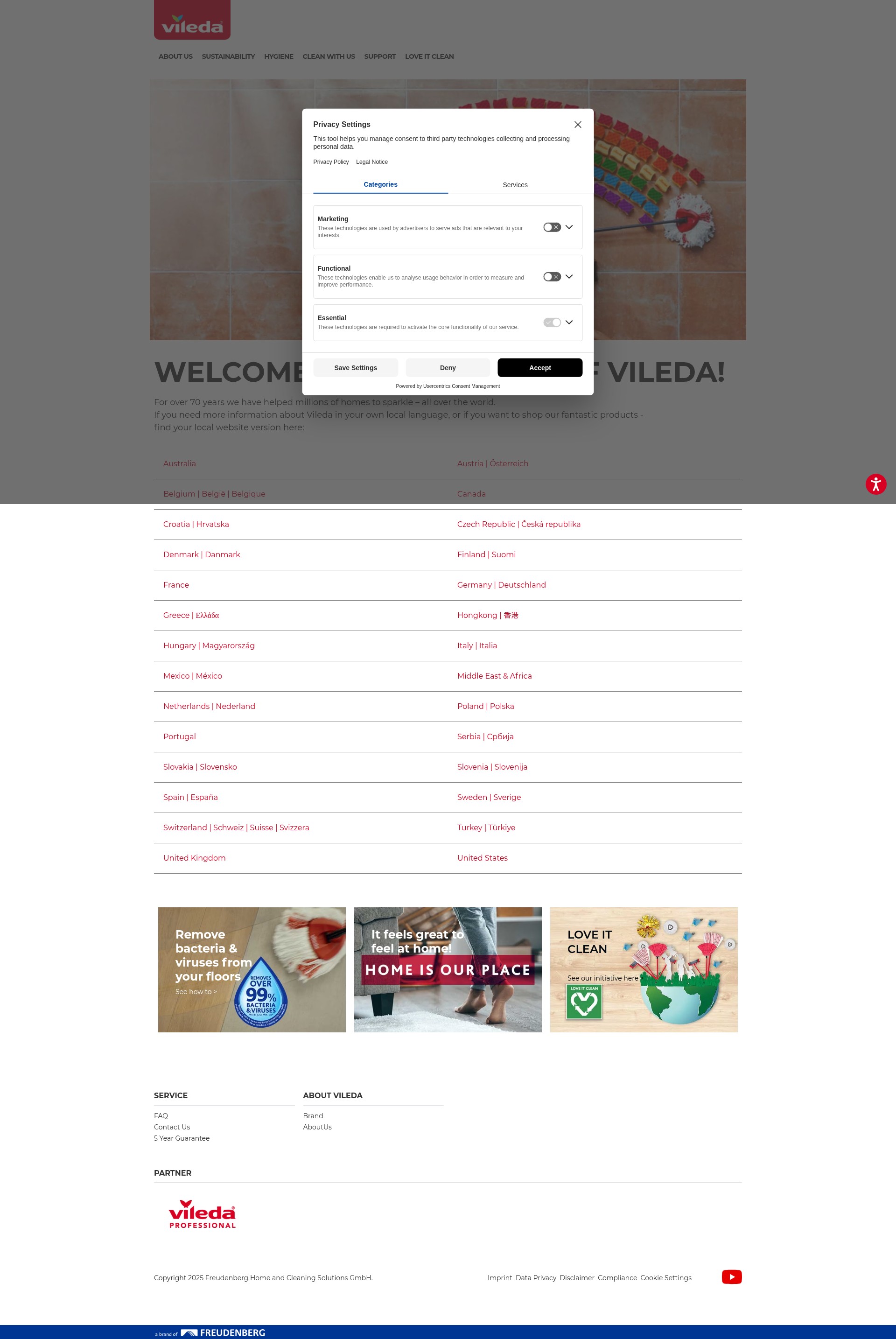 Screenshot of vileda.com