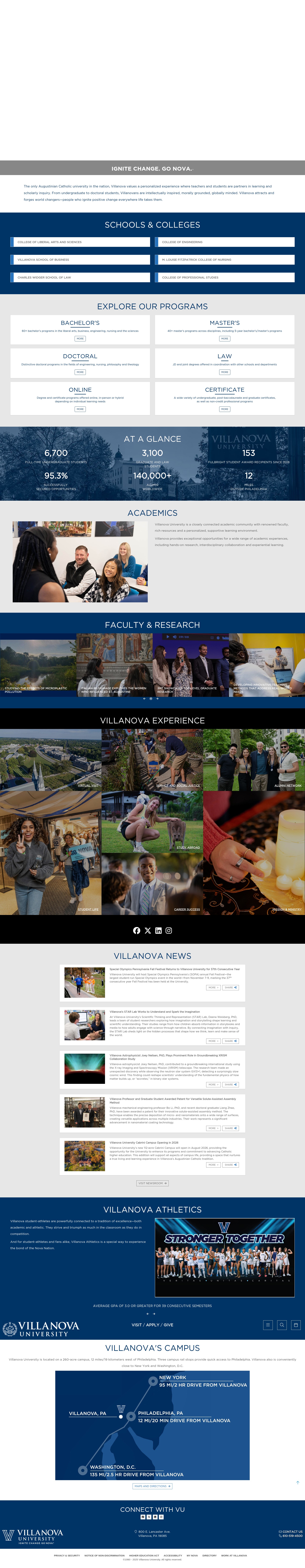 Screenshot of villanova.edu
