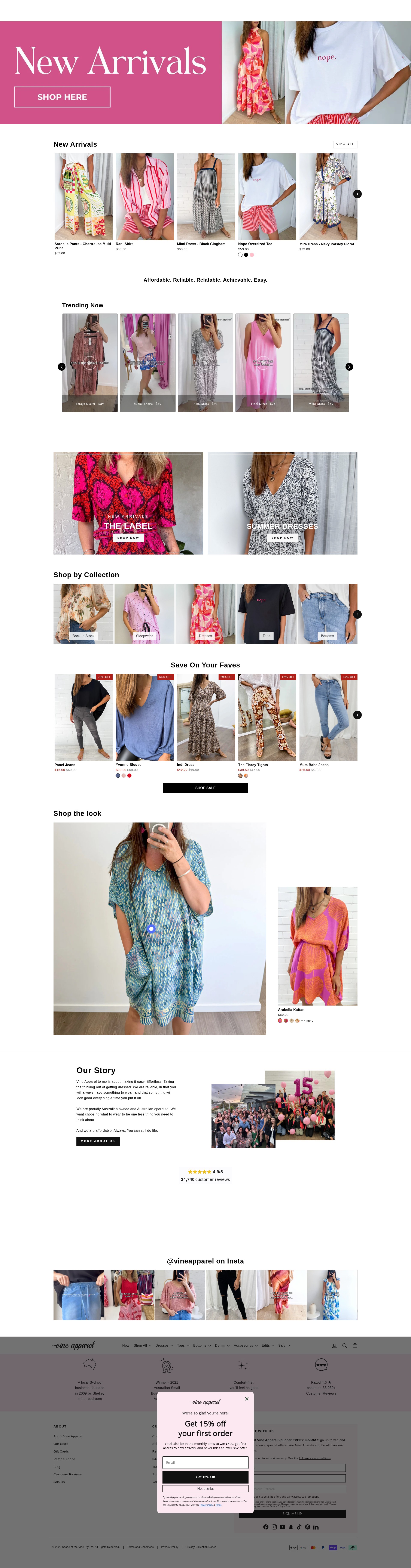 Screenshot of vineapparel.com