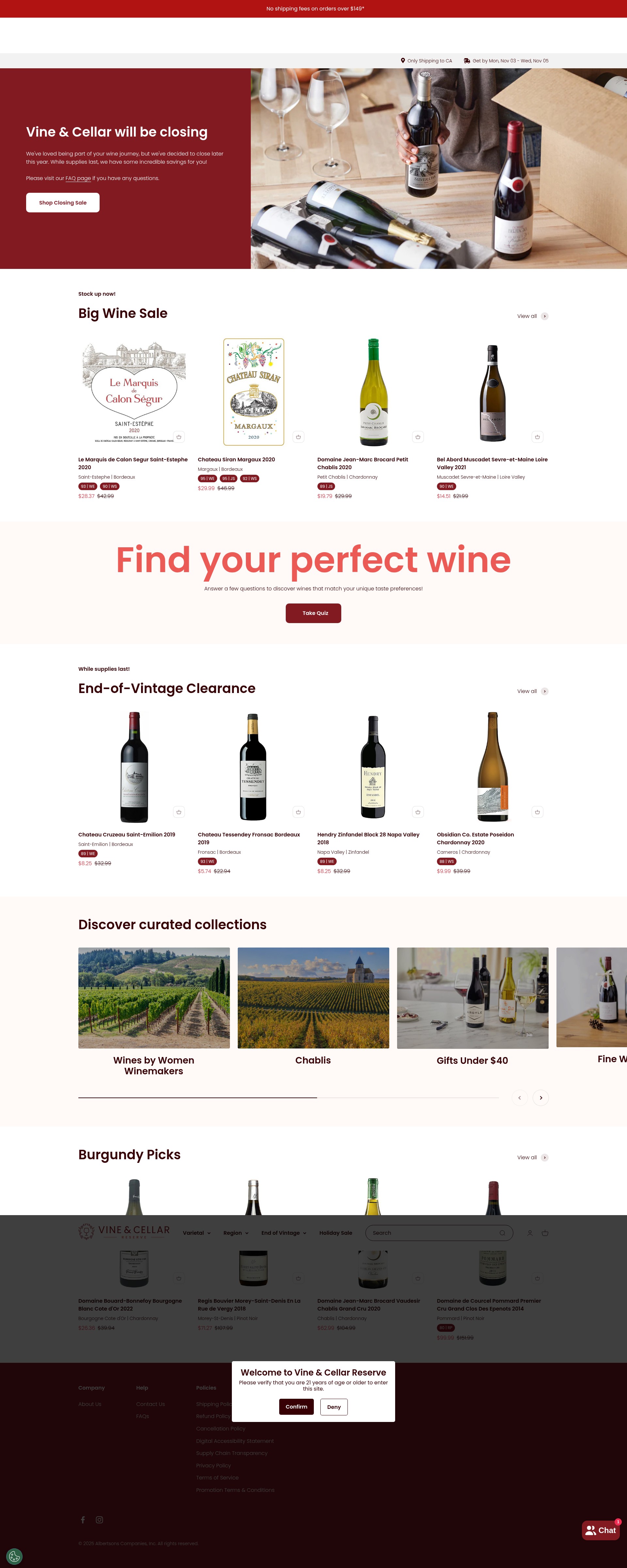 Screenshot of vinecellarreserve.com