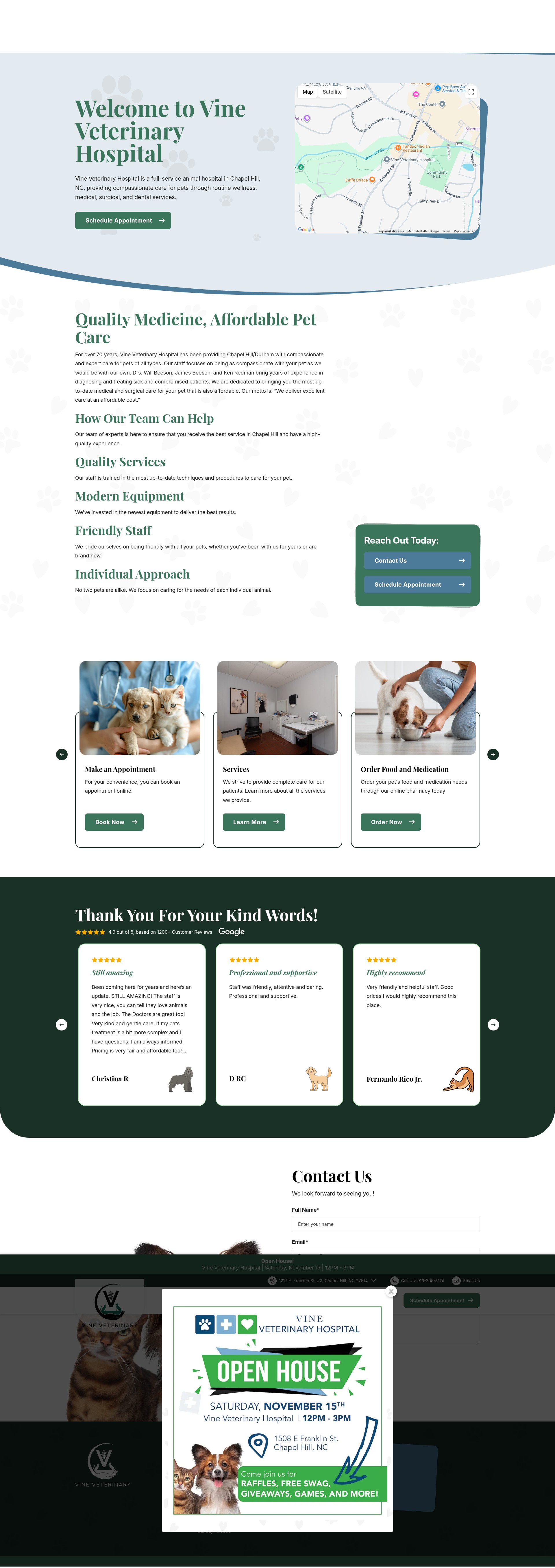 Screenshot of vineveterinaryhospital.com