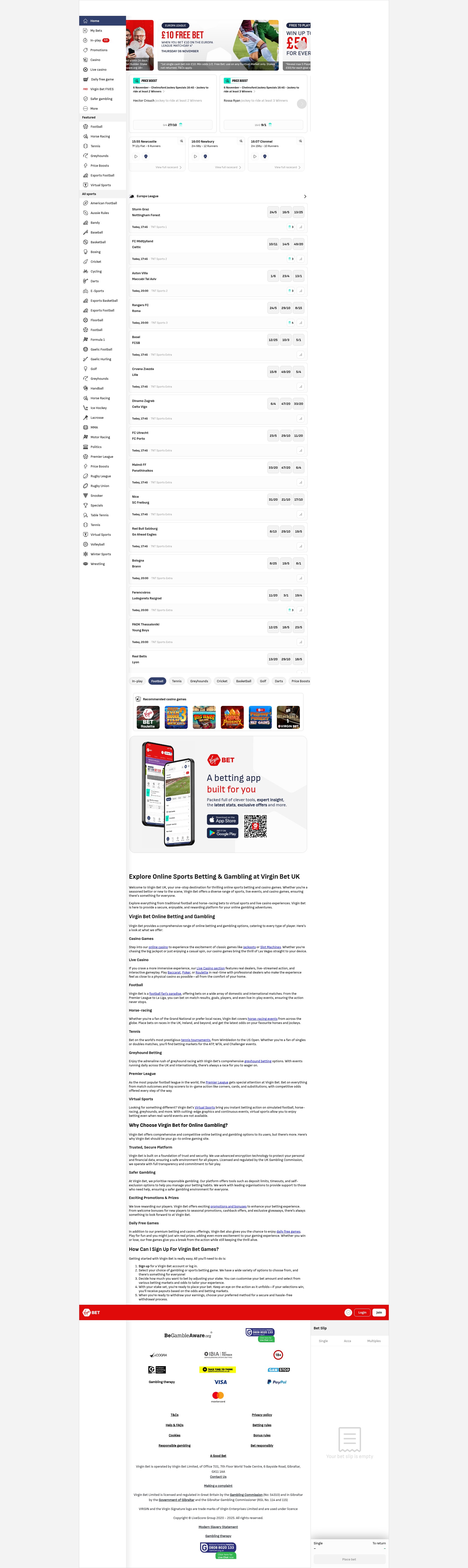 Screenshot of virginbet.com