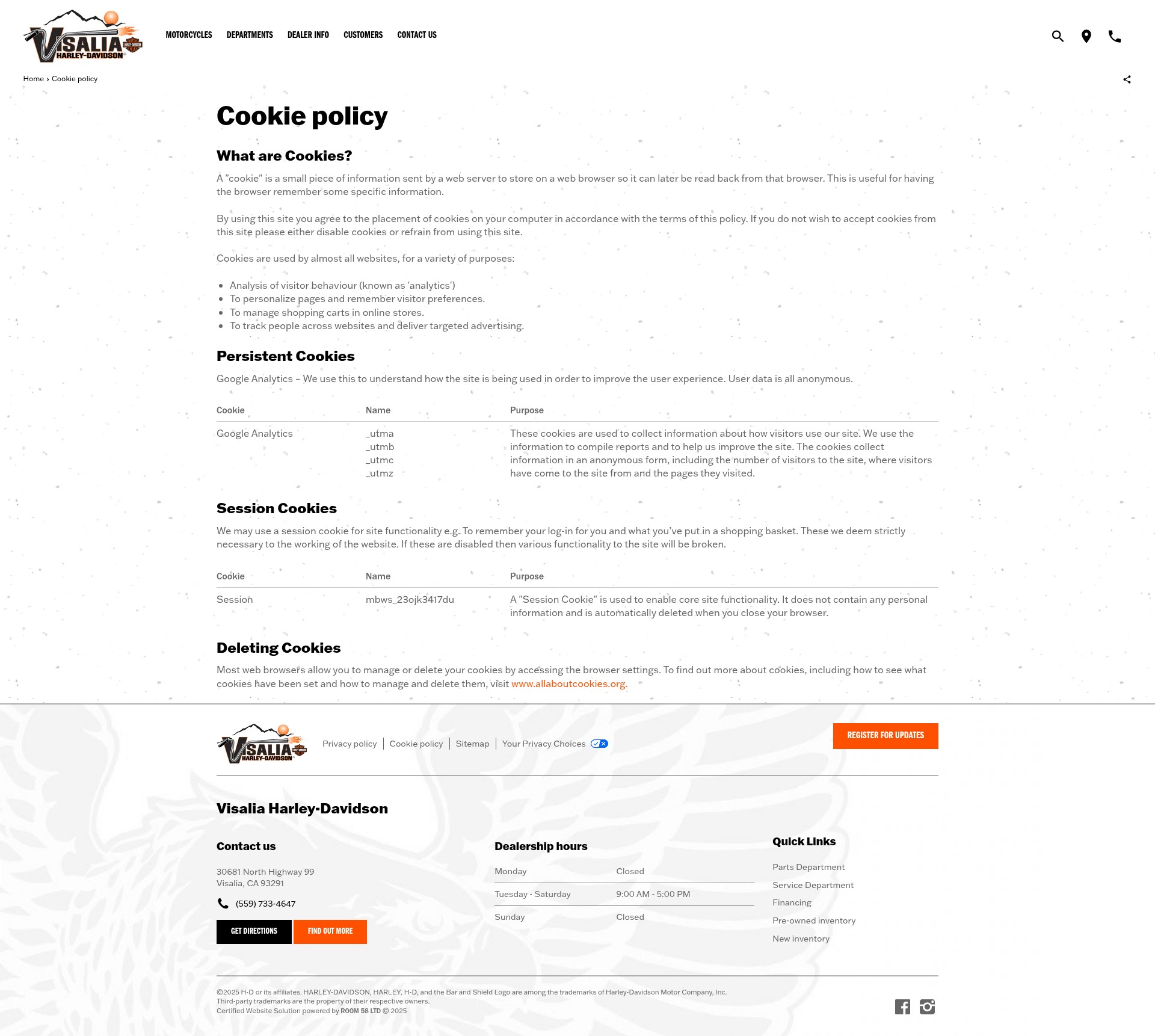 Screenshot of visaliaharley.com
