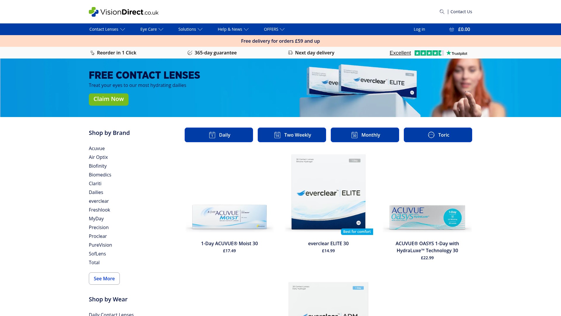Screenshot of visiondirect.co.uk