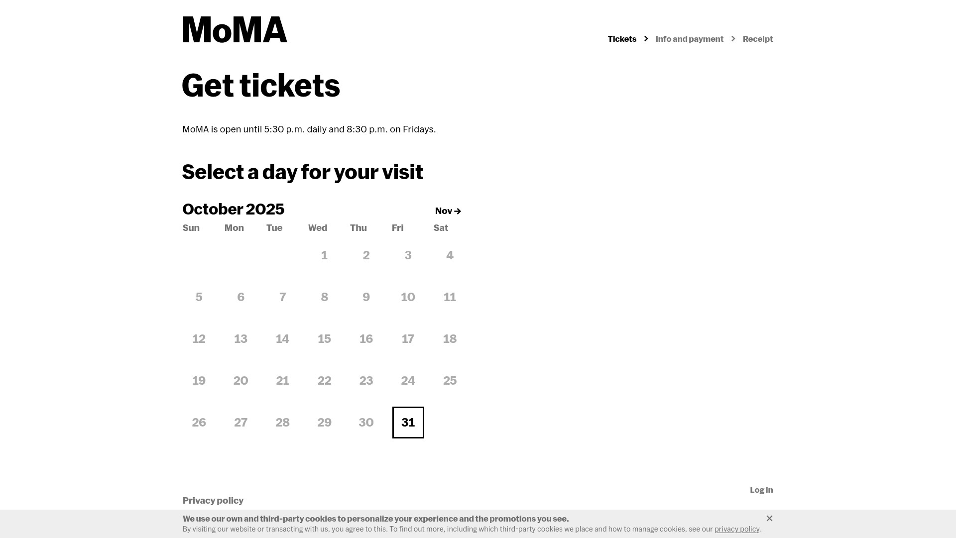 Screenshot of visit.moma.org