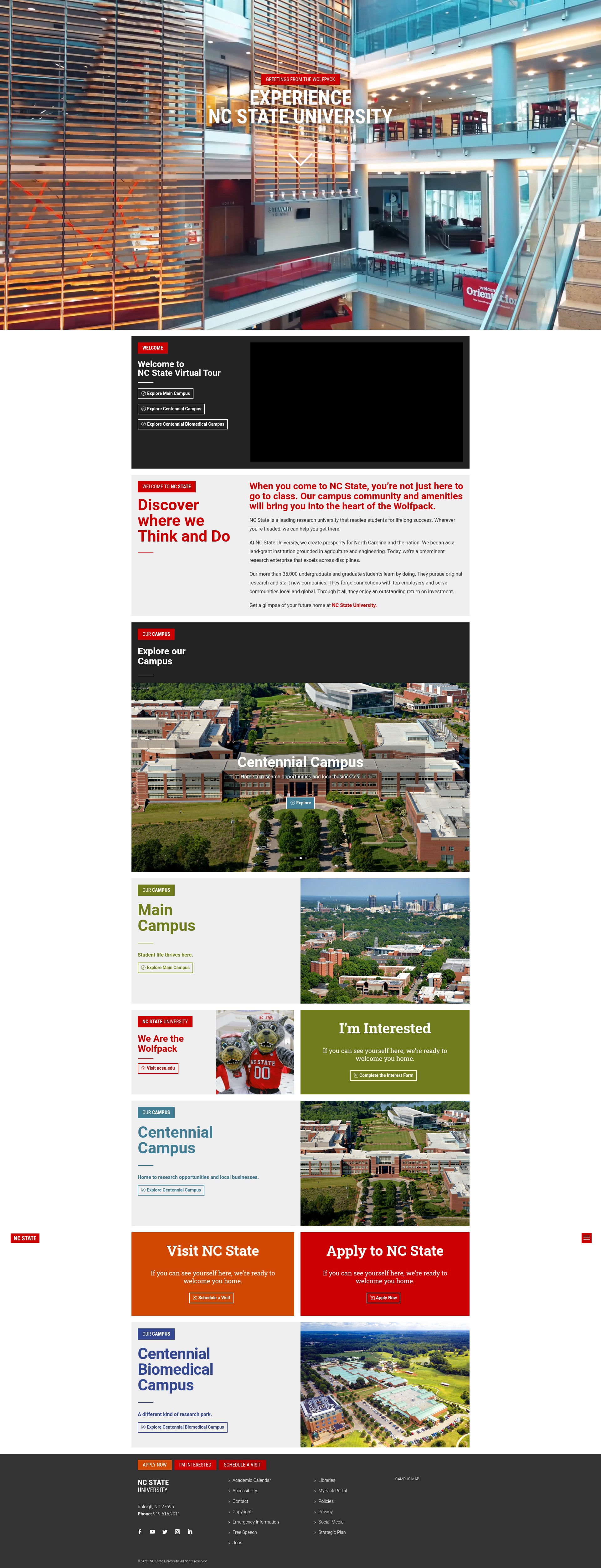 Screenshot of visit.ncsu.edu