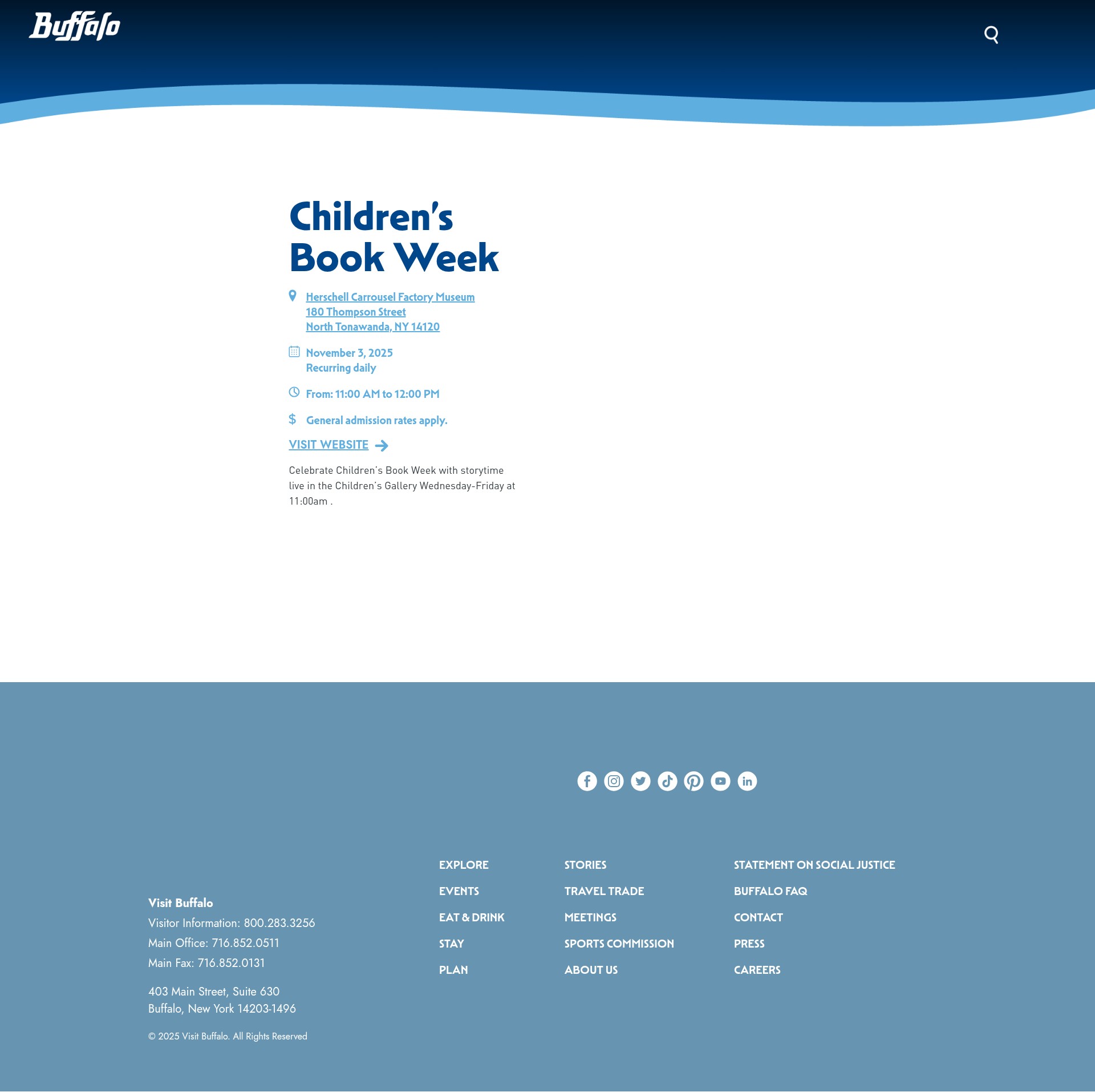 Screenshot of visitbuffaloniagara.com