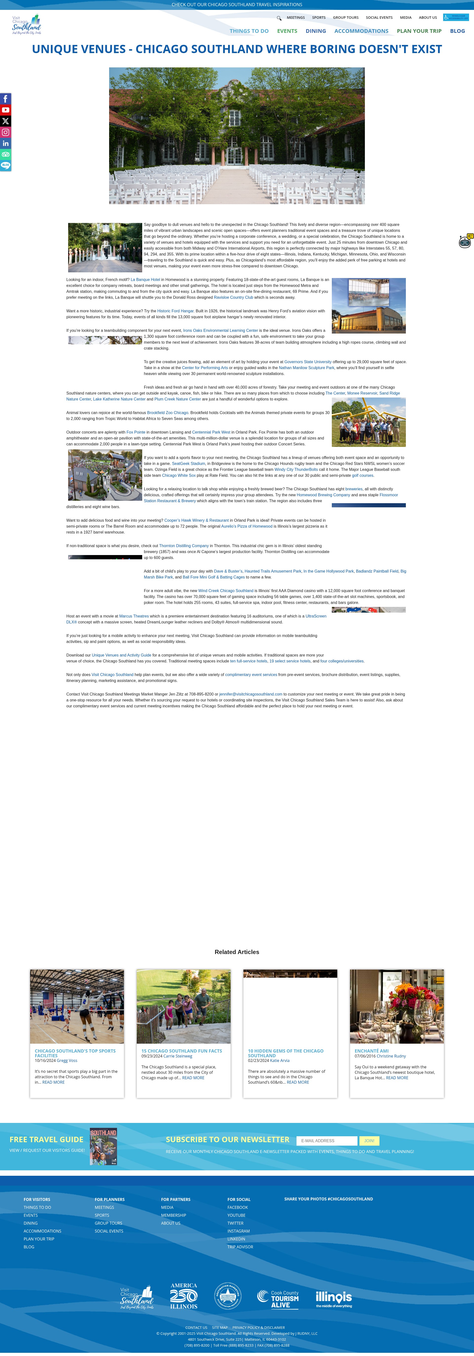 Screenshot of visitchicagosouthland.com