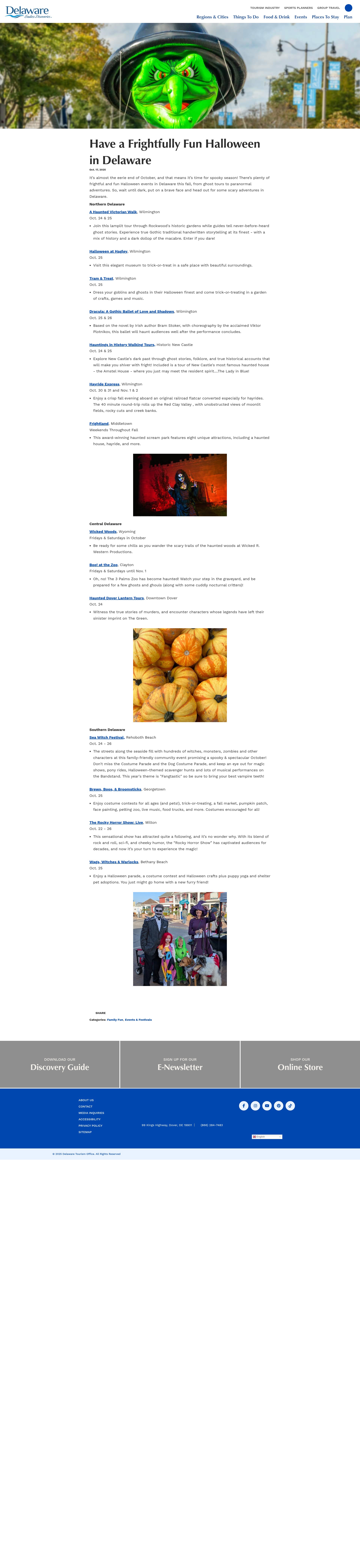 Screenshot of visitdelaware.com