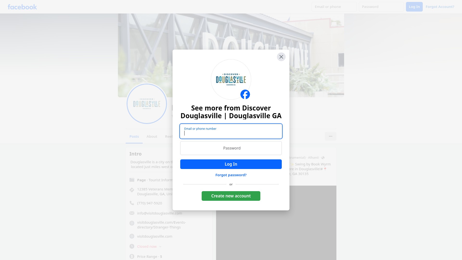 Screenshot of visitdouglasville.com