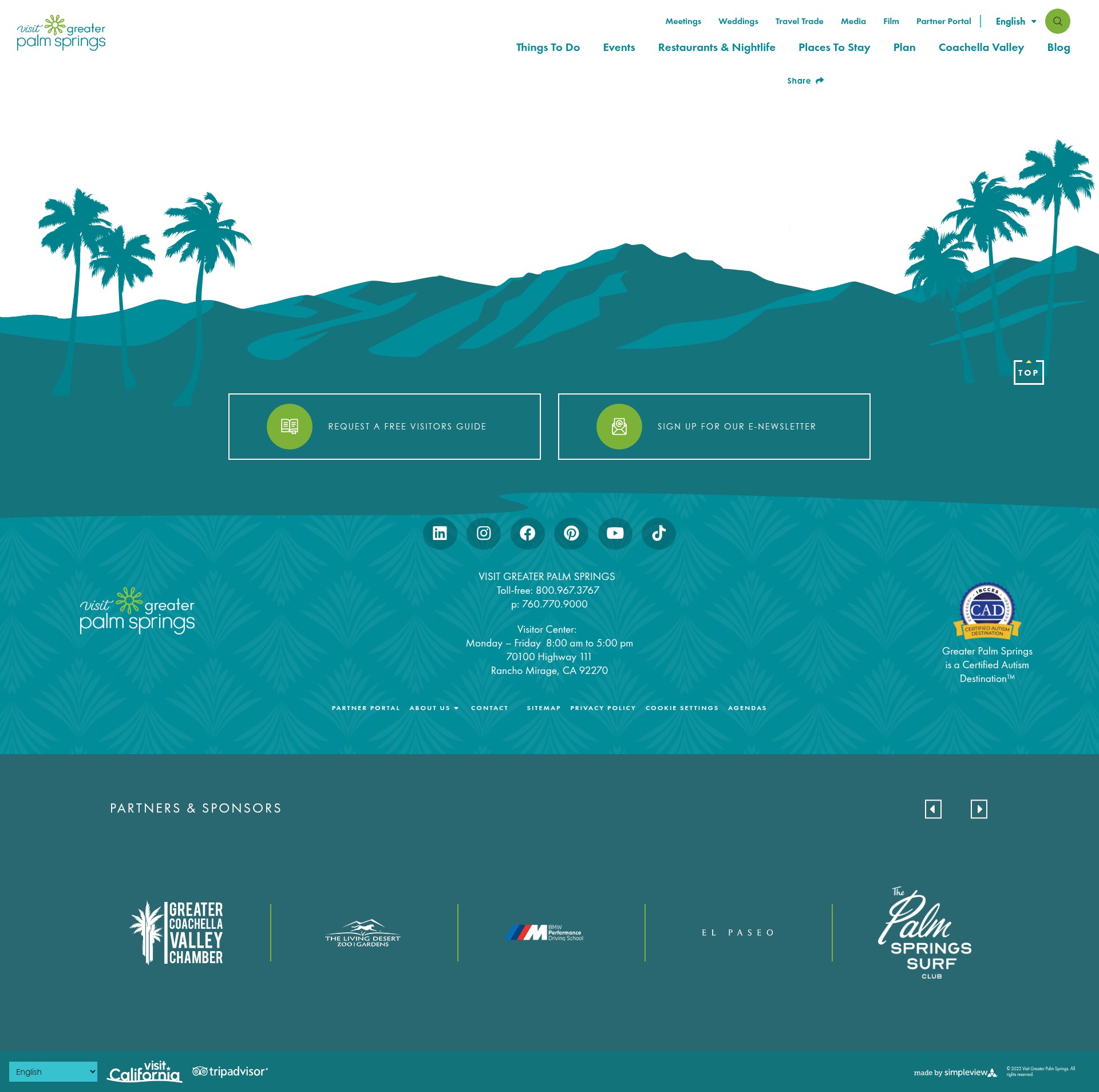 Screenshot of visitgreaterpalmsprings.com