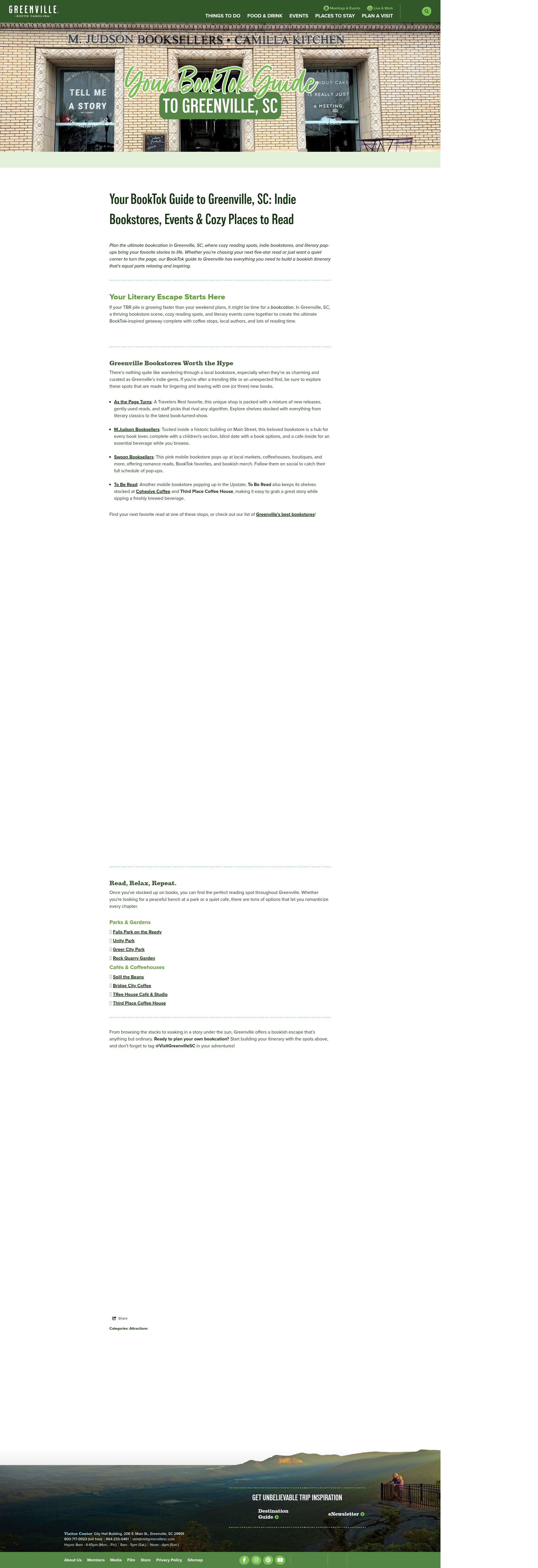 Screenshot of visitgreenvillesc.com