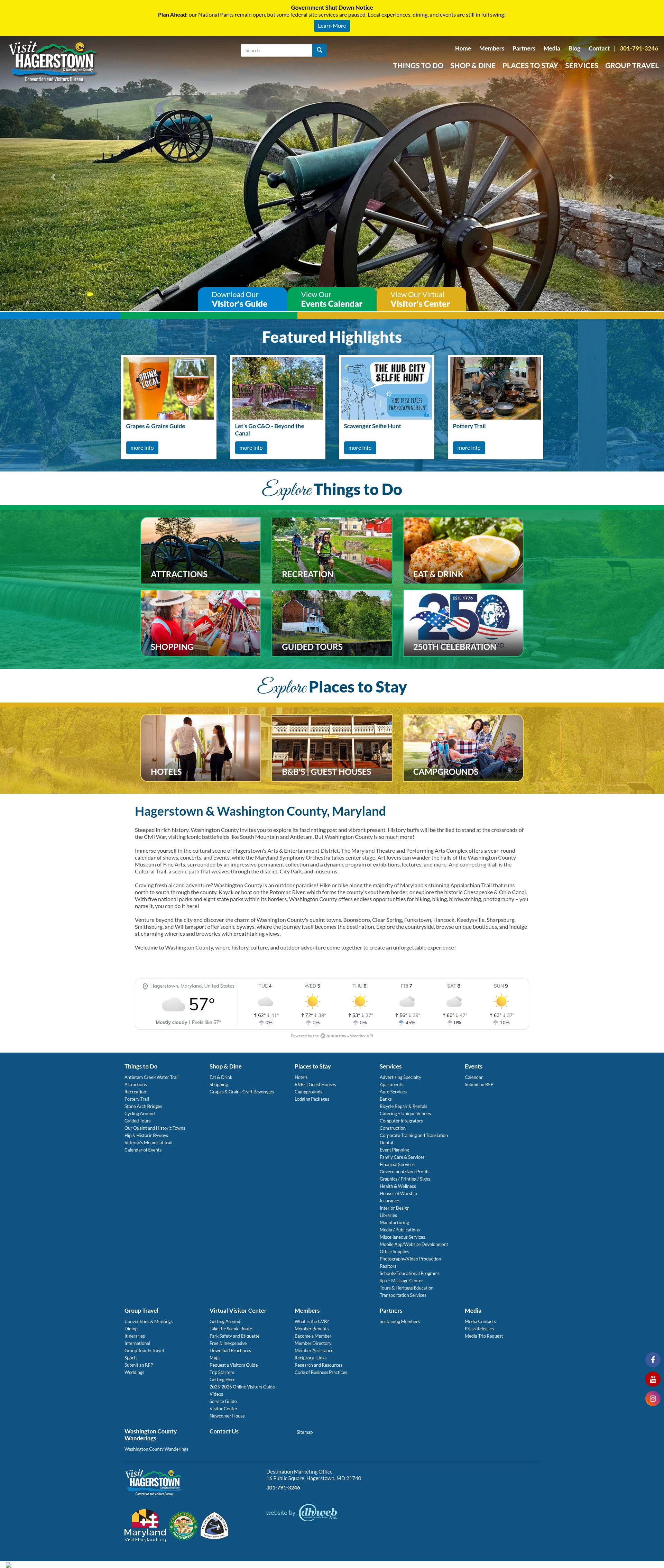 Screenshot of visithagerstown.com