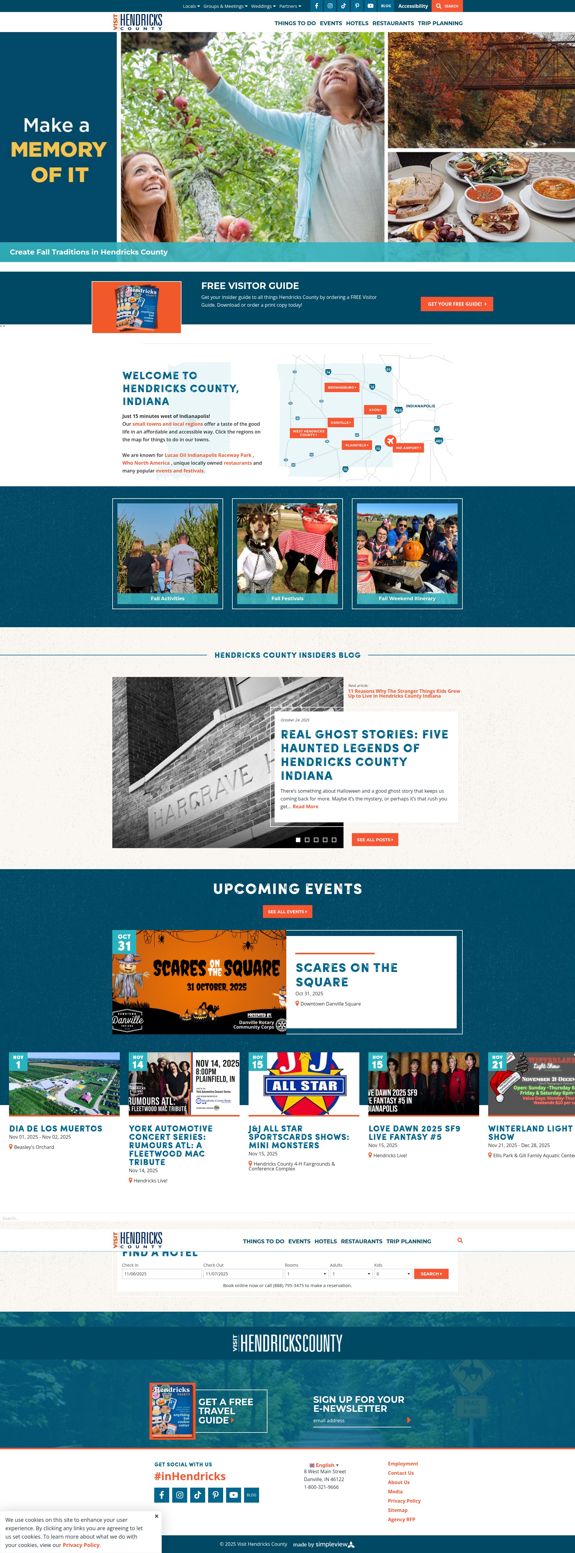 Screenshot of visithendrickscounty.com