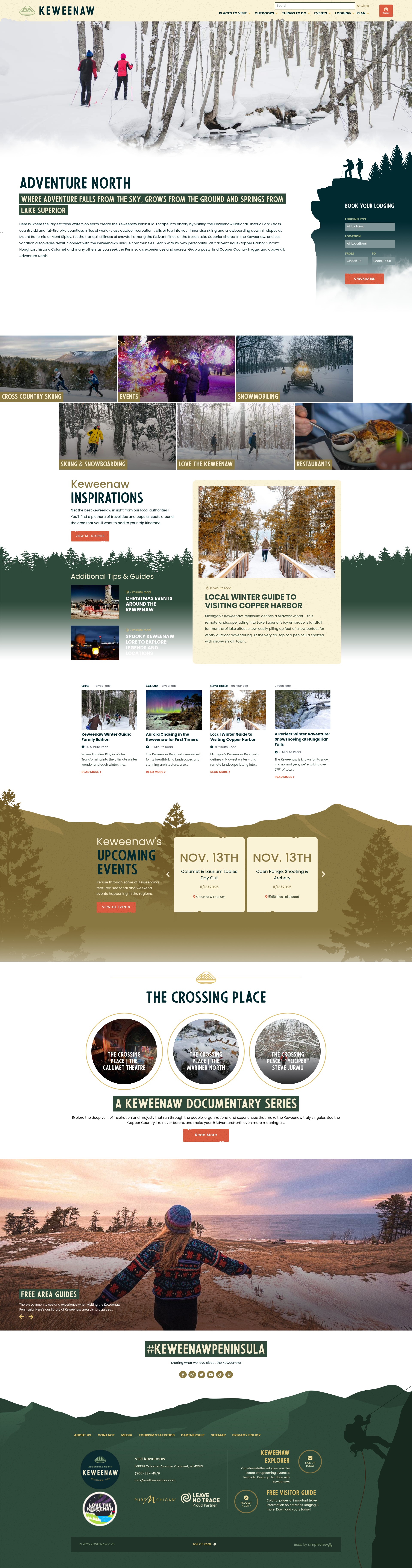 Screenshot of visitkeweenaw.com