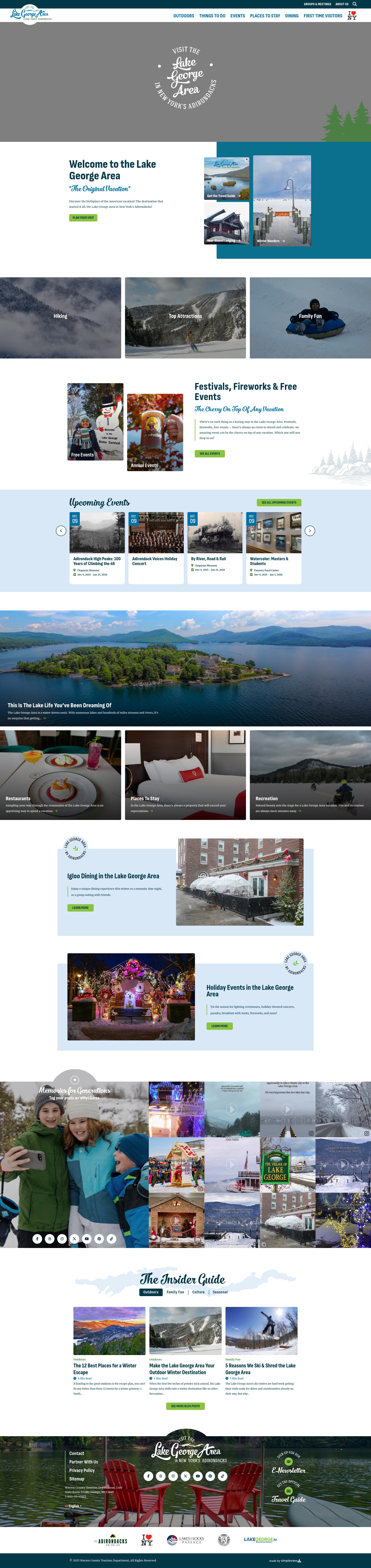 Screenshot of visitlakegeorge.com