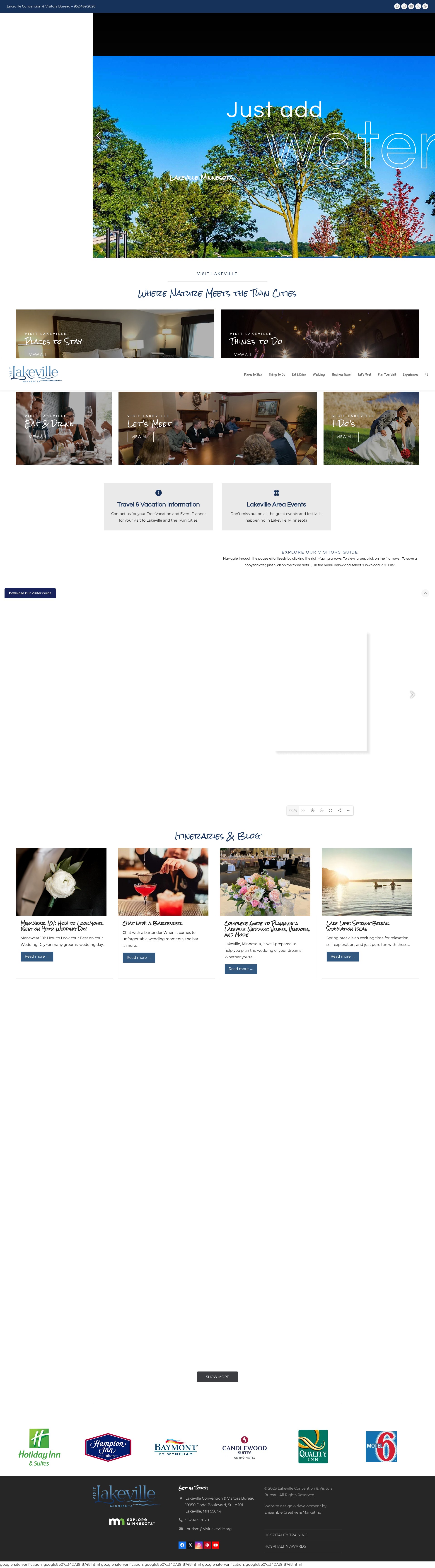 Screenshot of visitlakeville.org