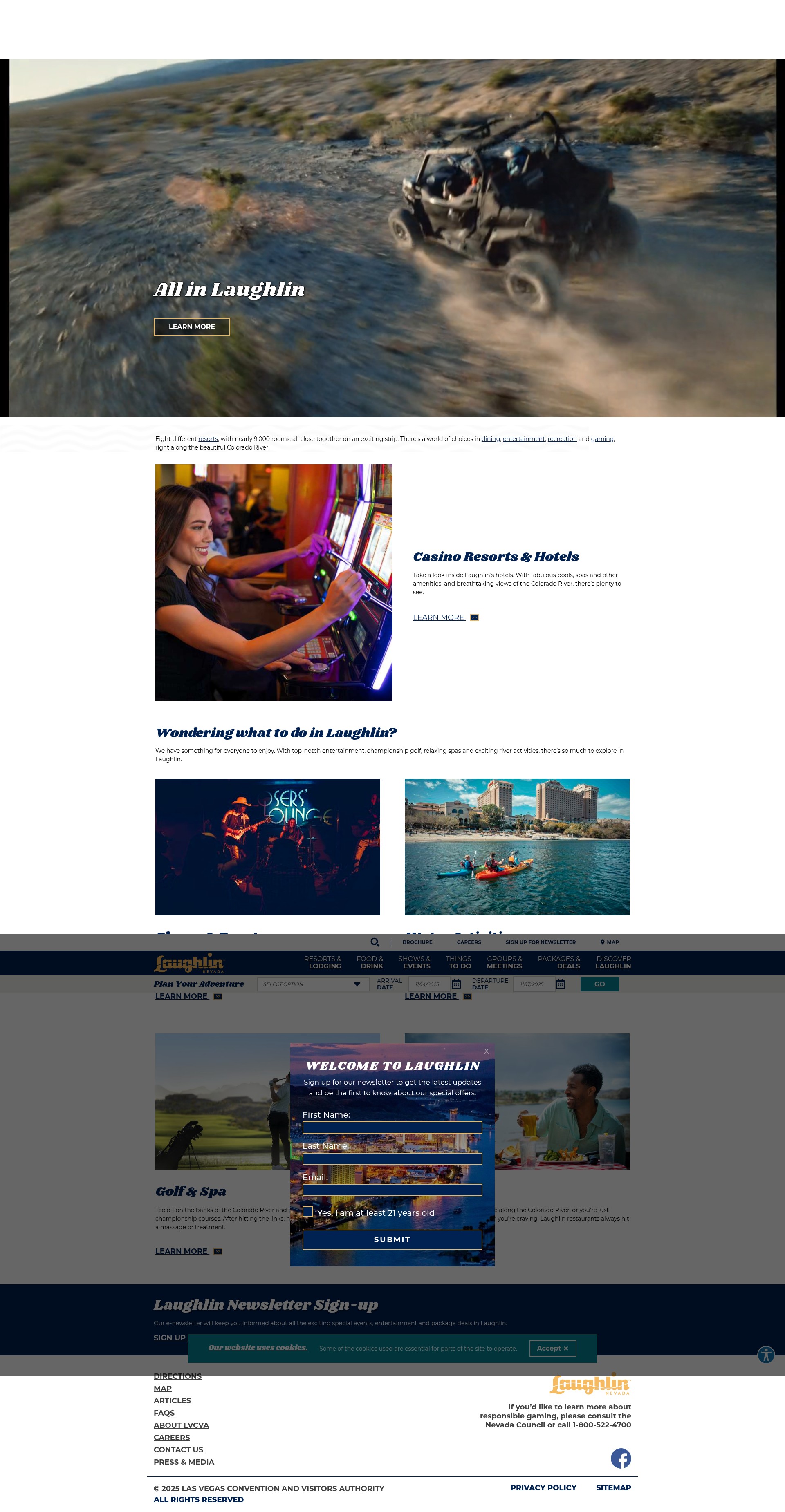 Screenshot of visitlaughlin.com