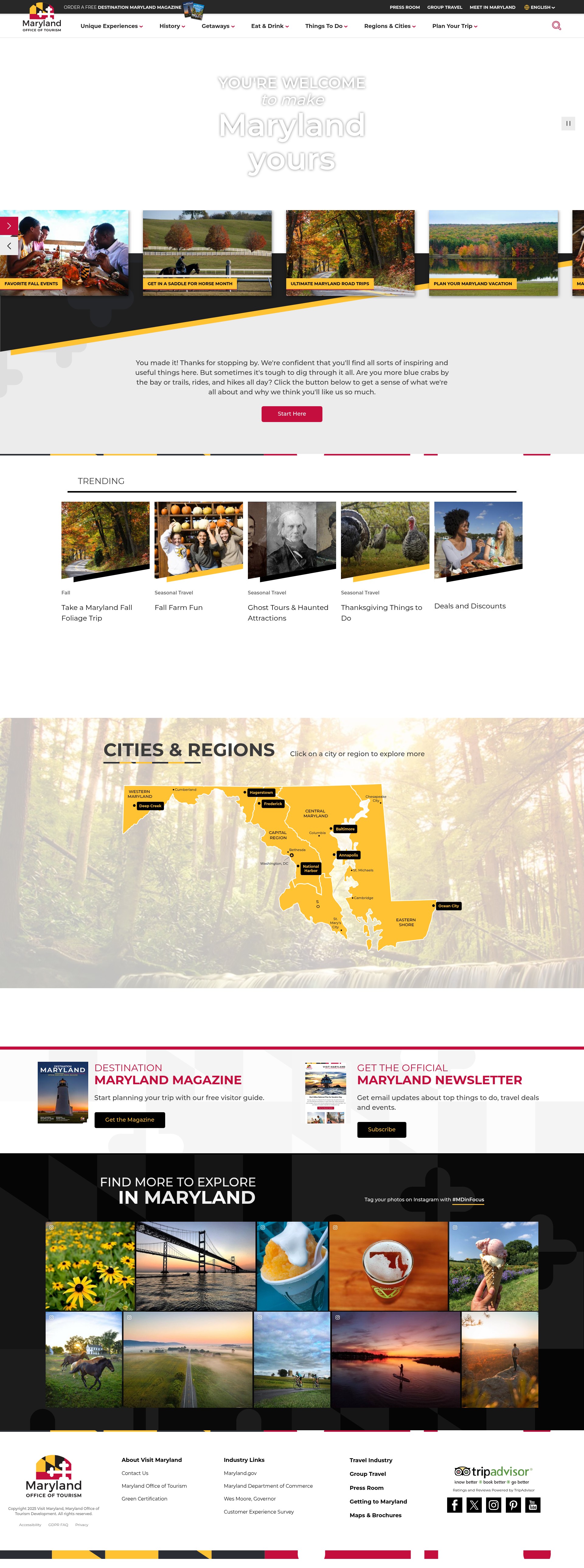 Screenshot of visitmaryland.org
