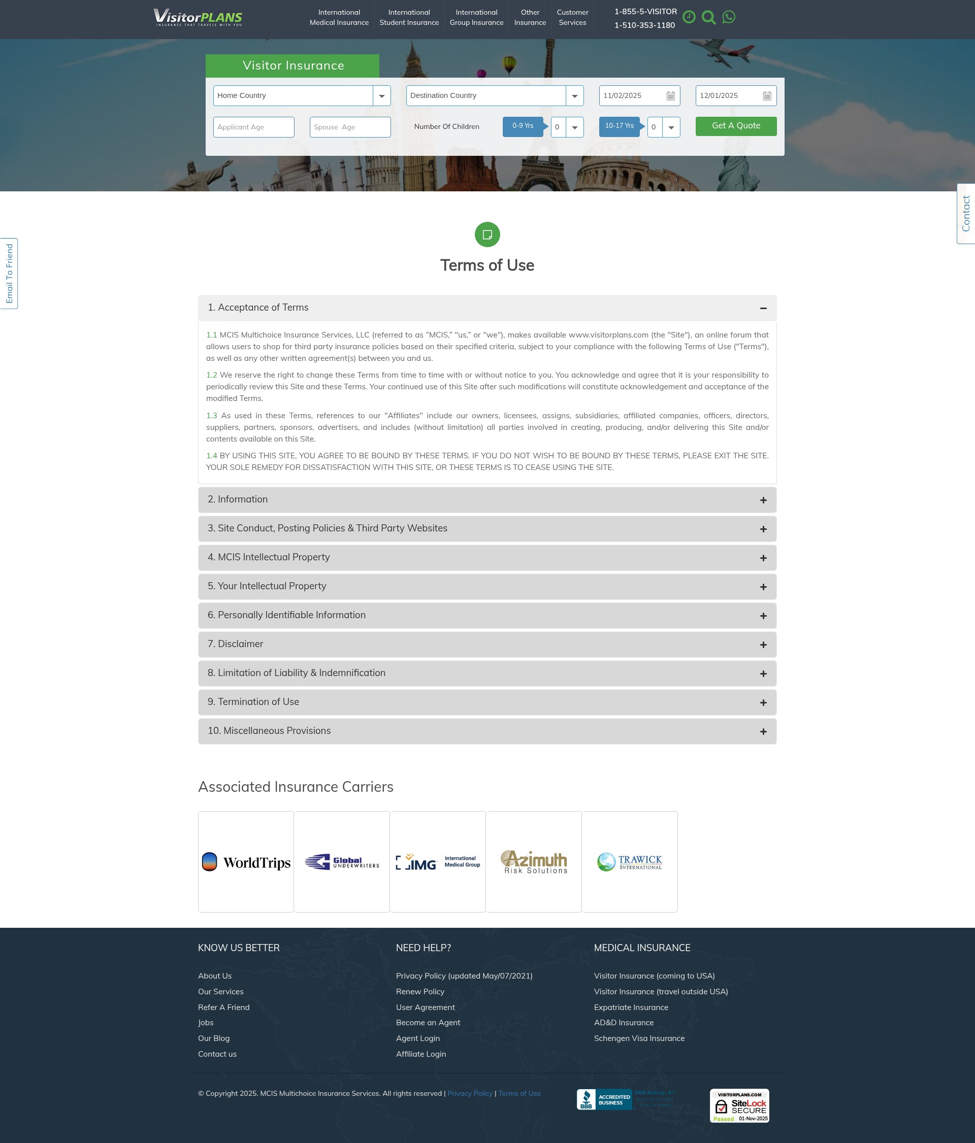 Screenshot of visitorplans.com