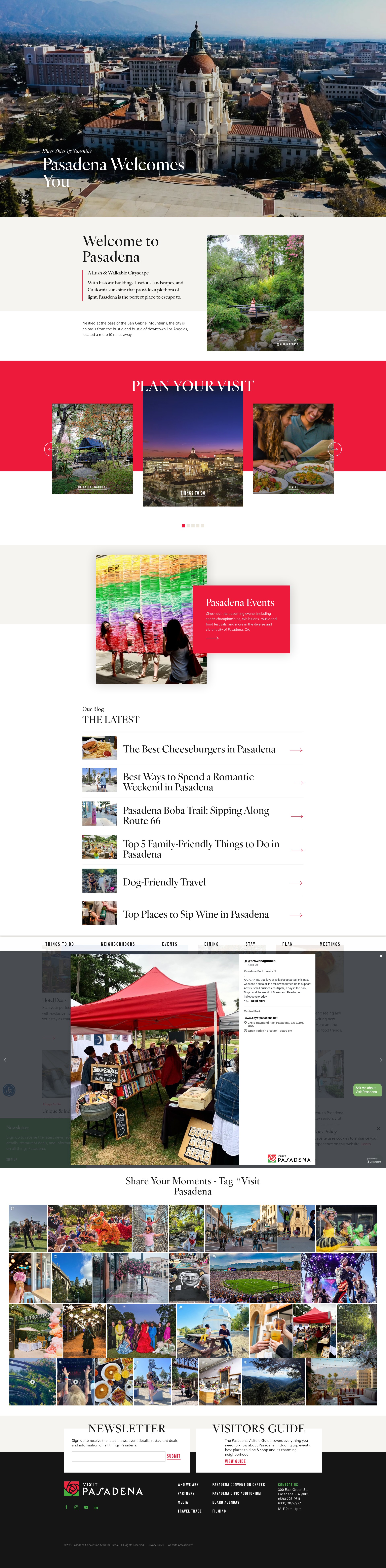 Screenshot of visitpasadena.com