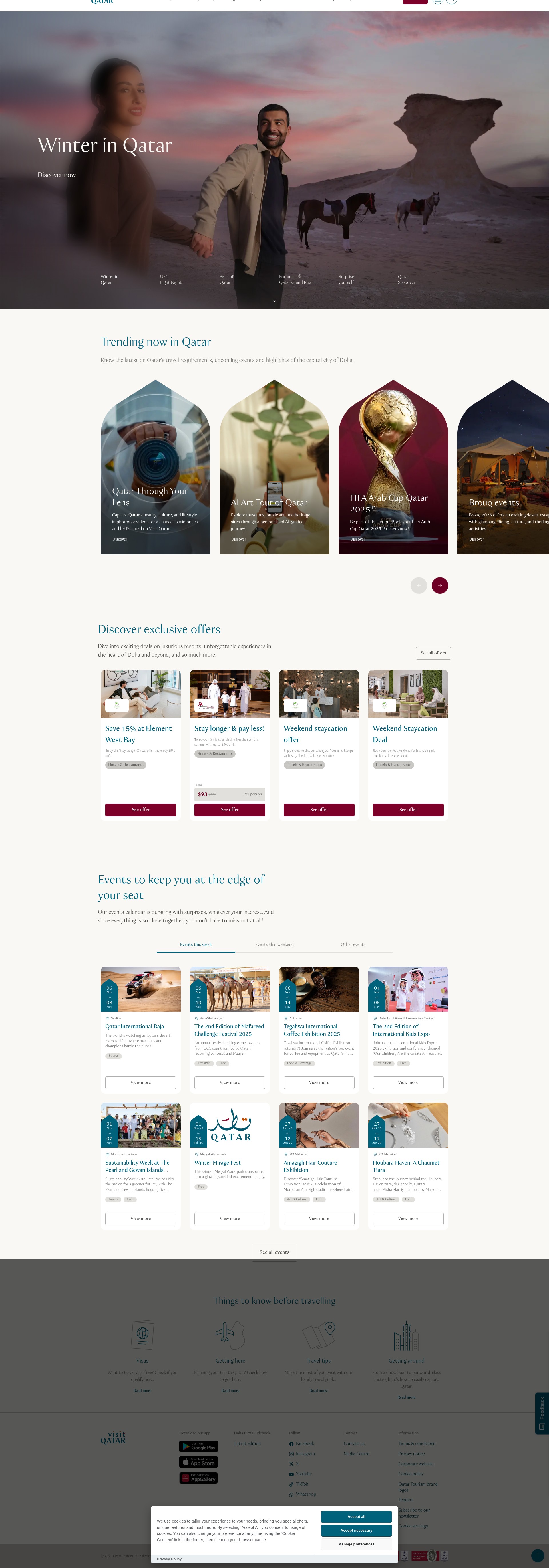 Screenshot of visitqatar.com