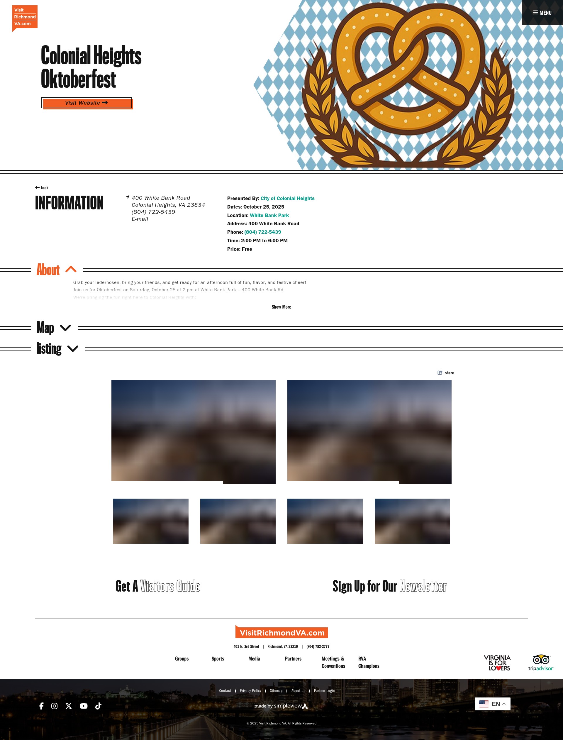 Screenshot of visitrichmondva.com
