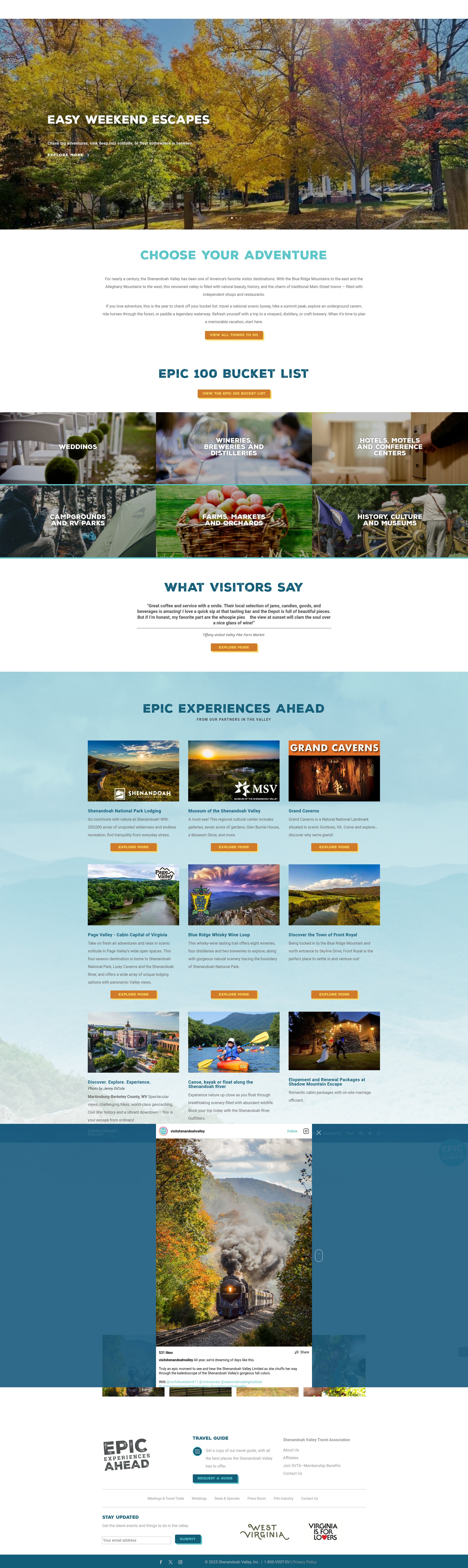 Screenshot of visitshenandoah.org
