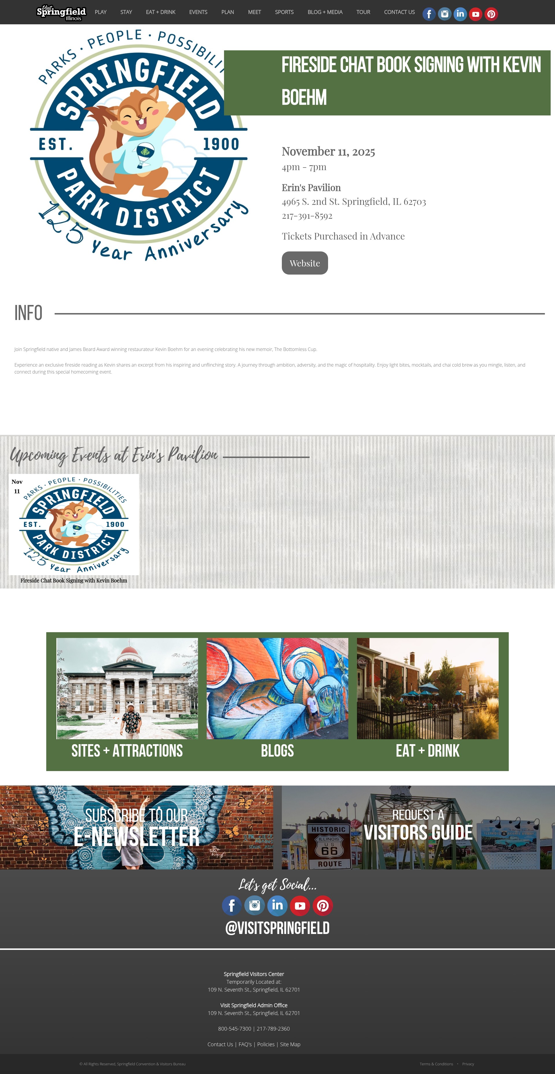Screenshot of visitspringfieldillinois.com
