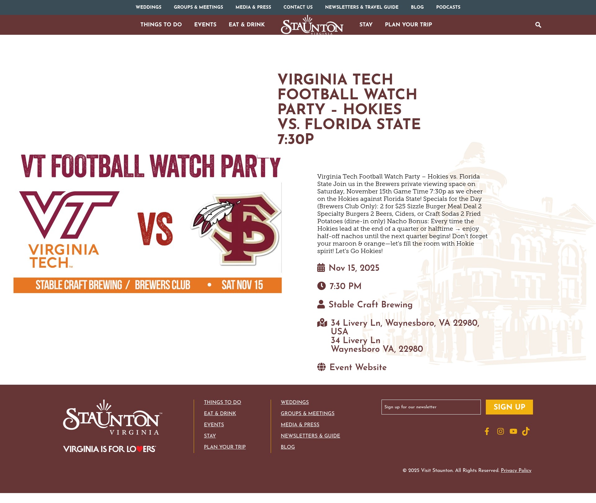 Screenshot of visitstaunton.com