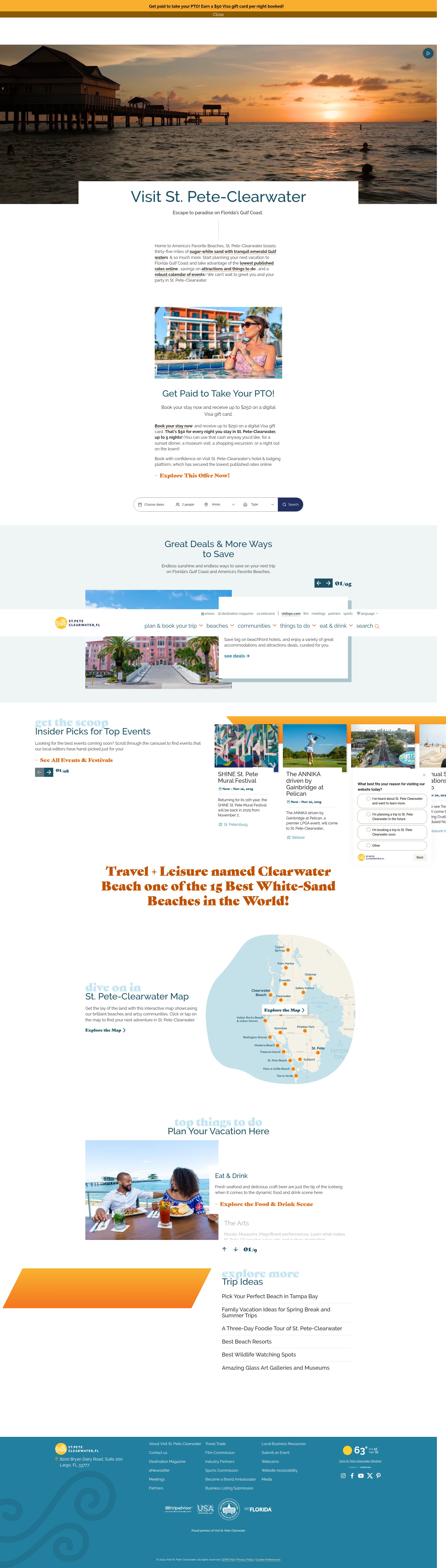 Screenshot of visitstpeteclearwater.com