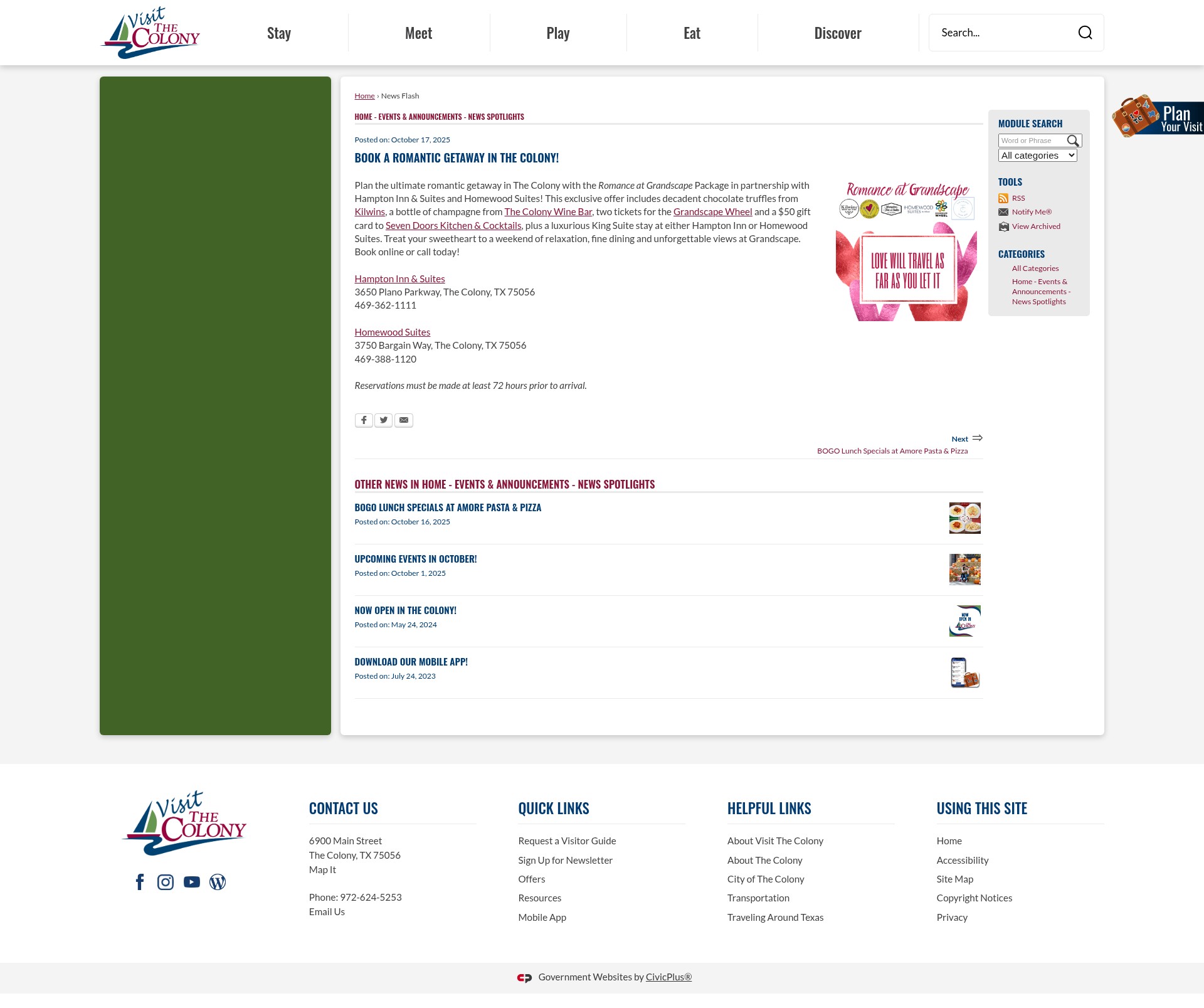 Screenshot of visitthecolonytx.com