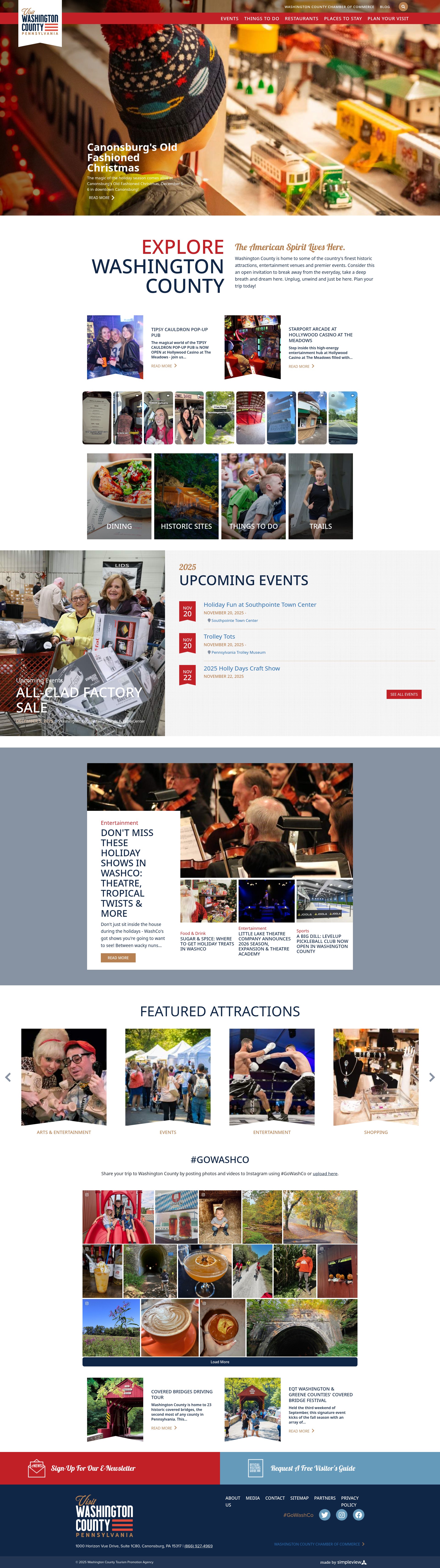 Screenshot of visitwashingtoncountypa.com
