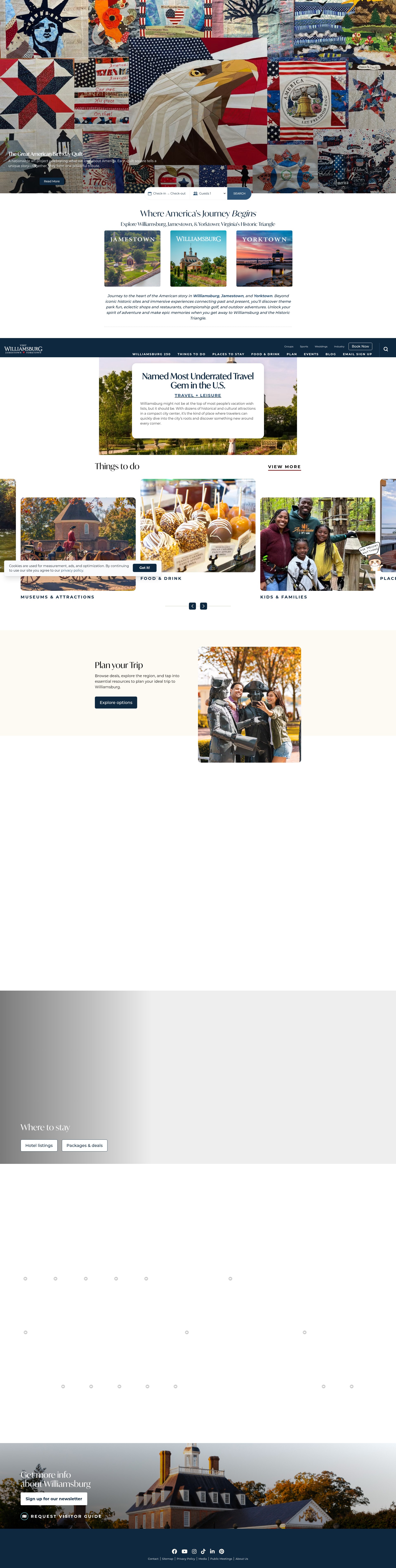 Screenshot of visitwilliamsburg.com
