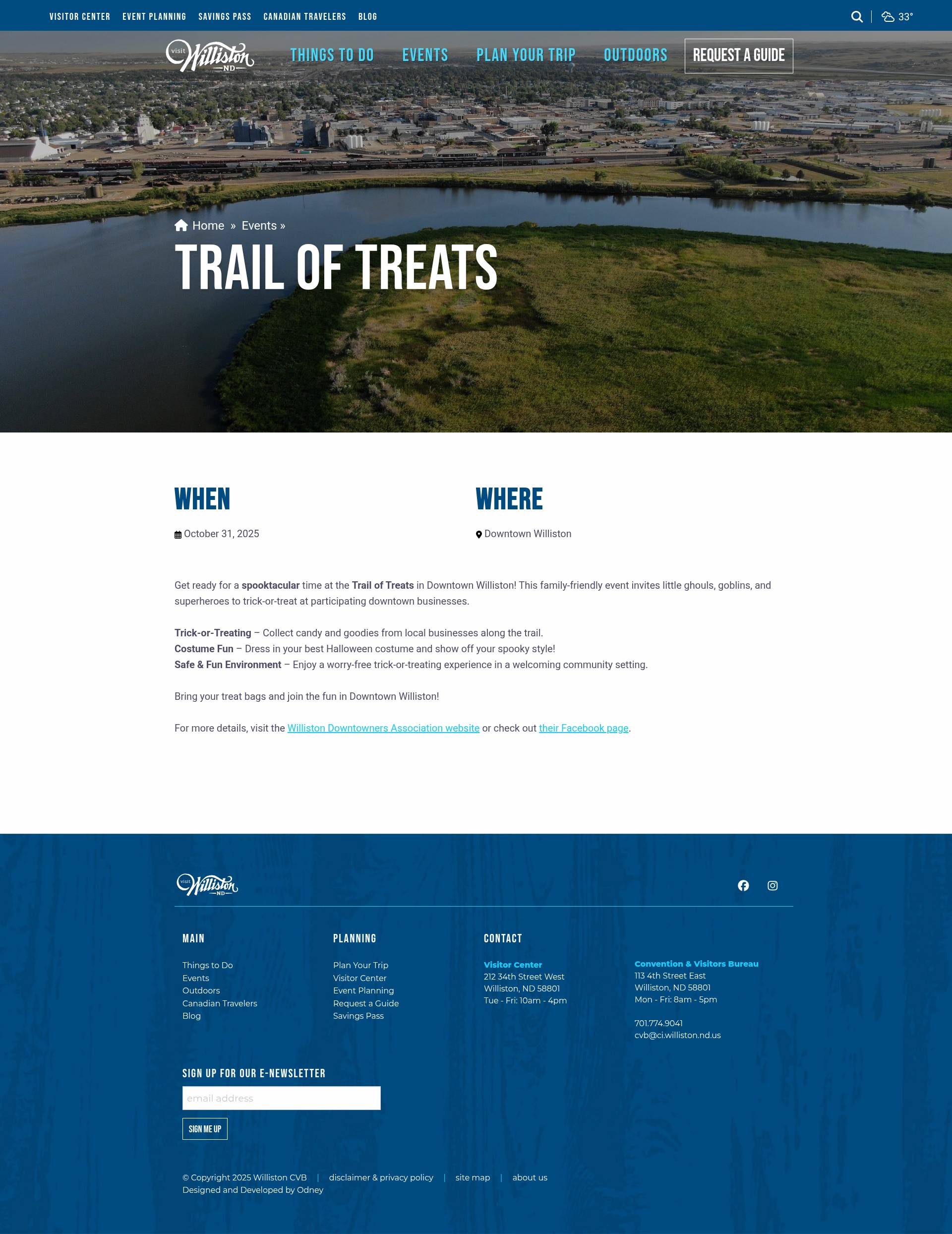 Screenshot of visitwilliston.com