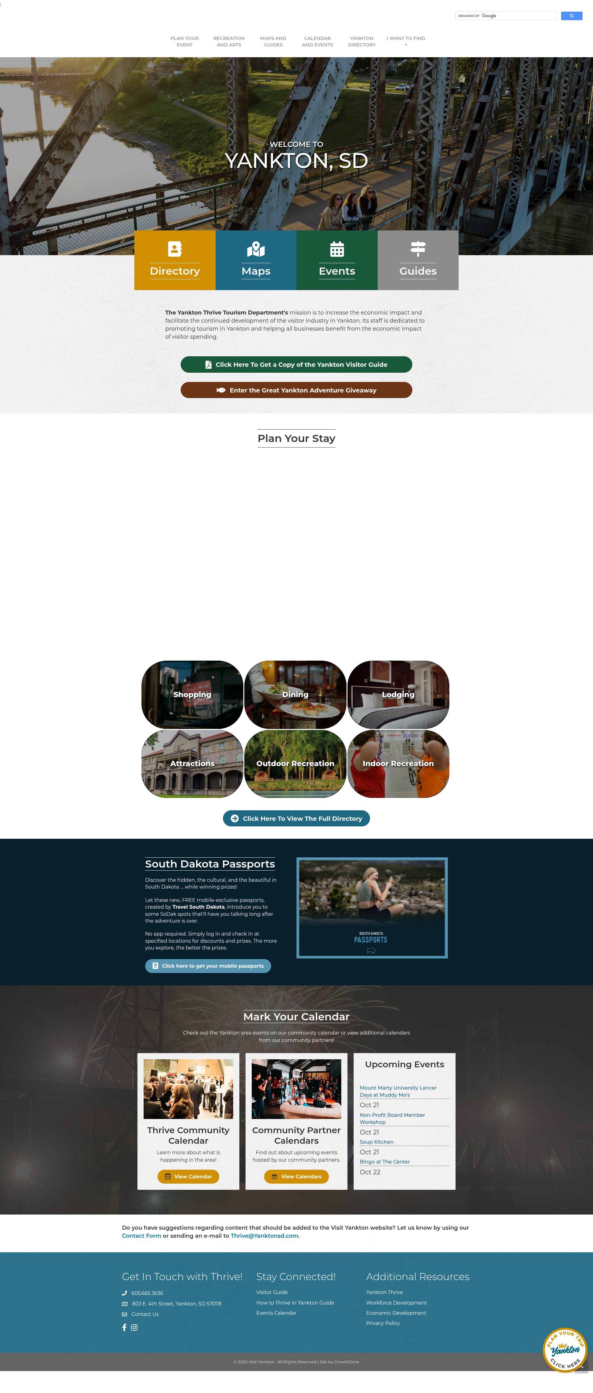 Screenshot of visityanktonsd.com