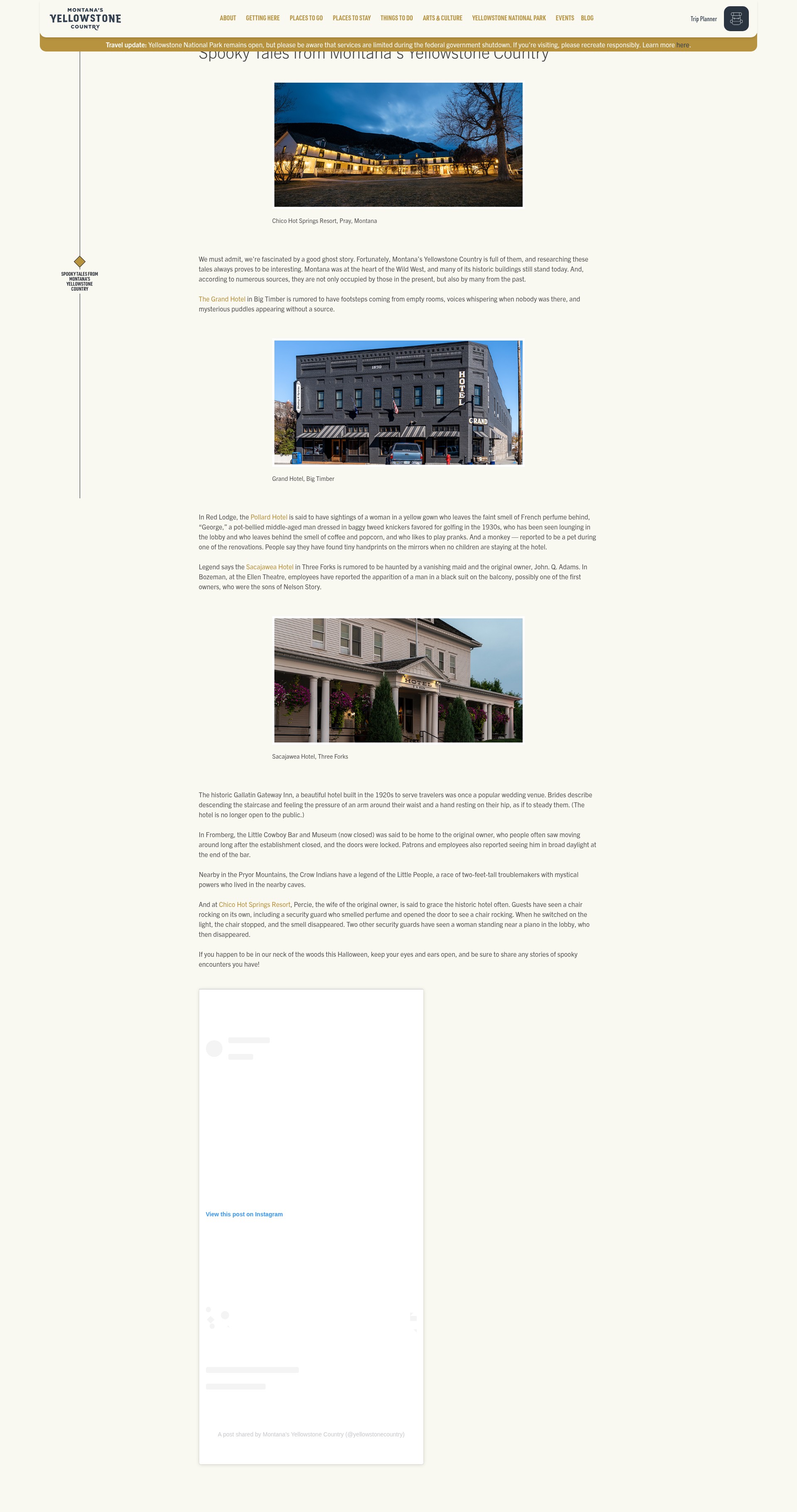 Screenshot of visityellowstonecountry.com