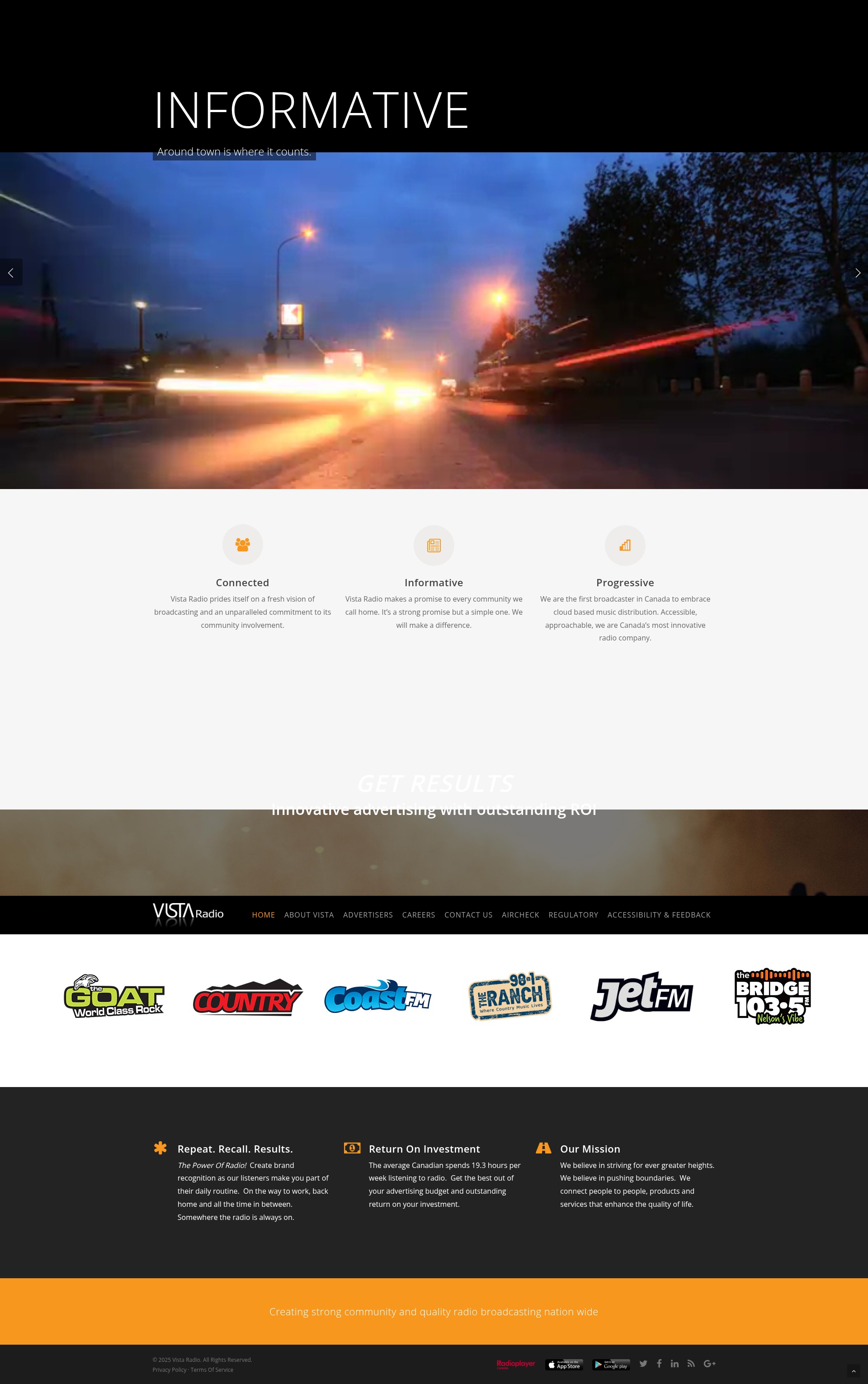 Screenshot of vistaradio.ca