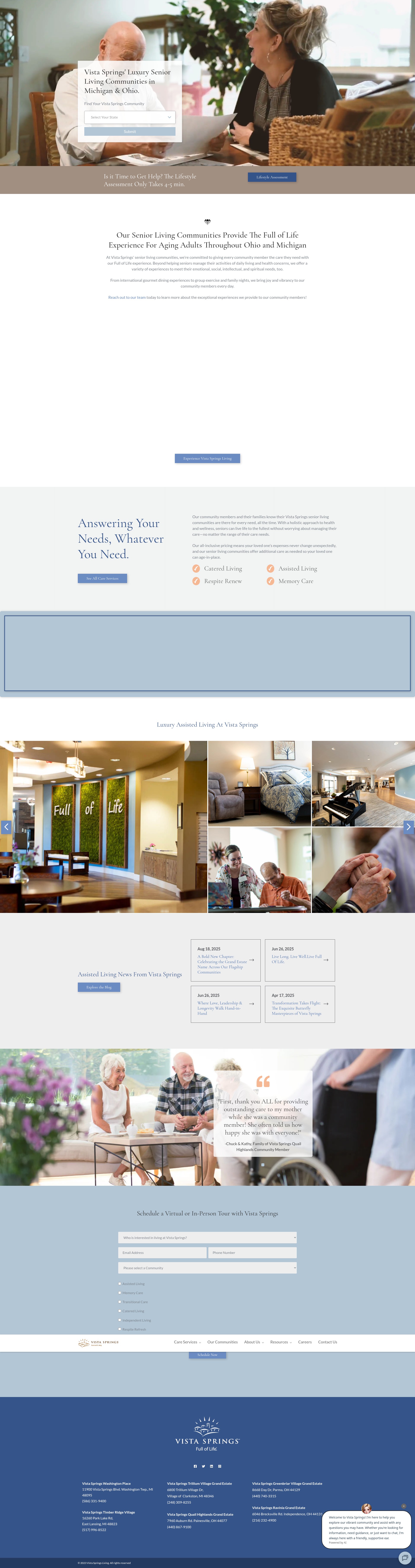 Screenshot of vistaspringsliving.com
