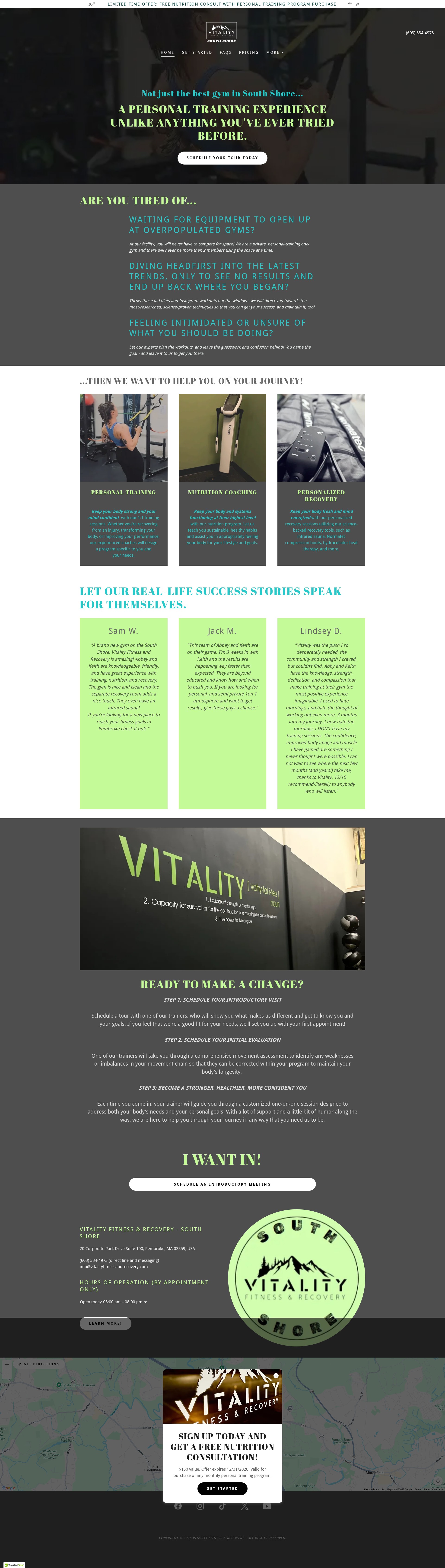Screenshot of vitalityfitnessandrecovery.com