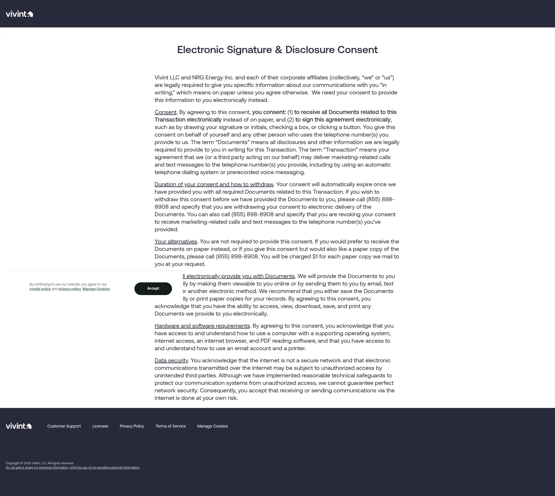 Screenshot of vivint.com