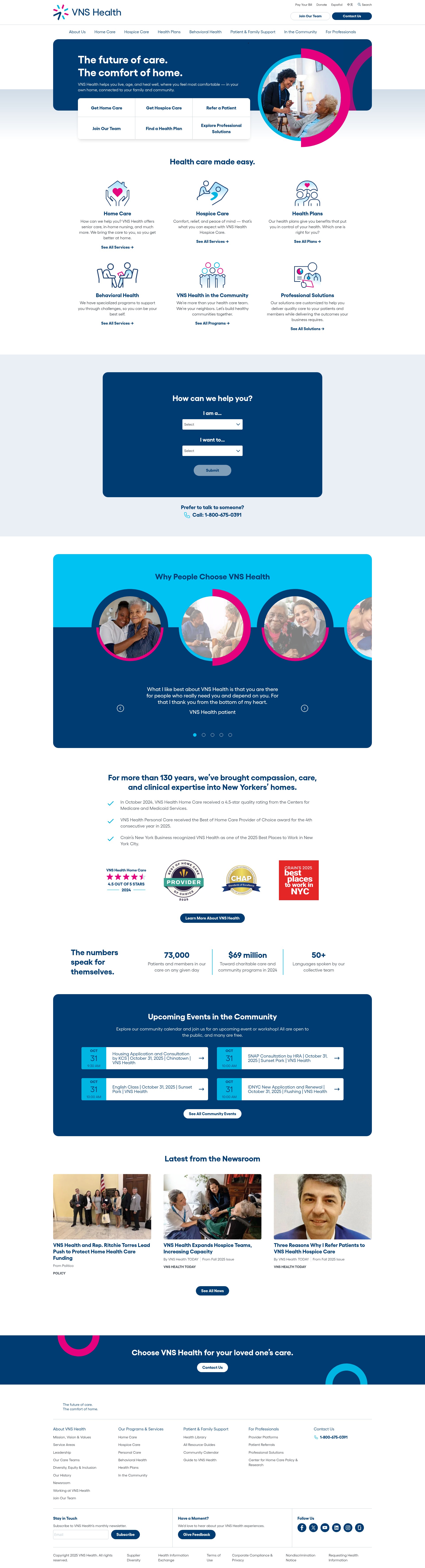 Screenshot of vnshealth.org