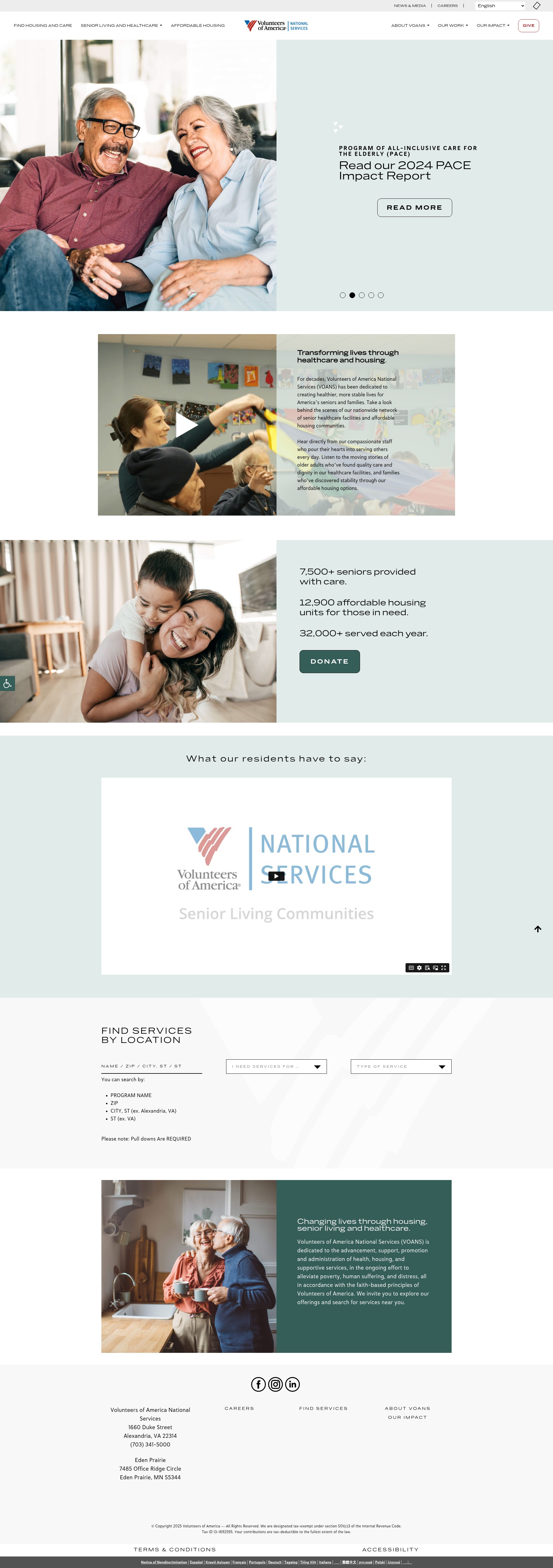 Screenshot of voaseniorliving.org