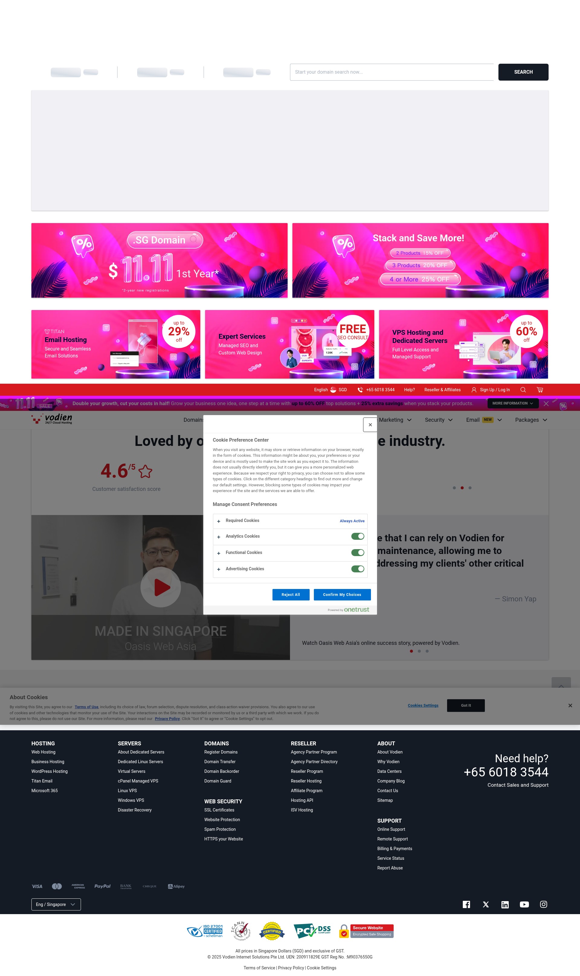 Screenshot of vodien.com