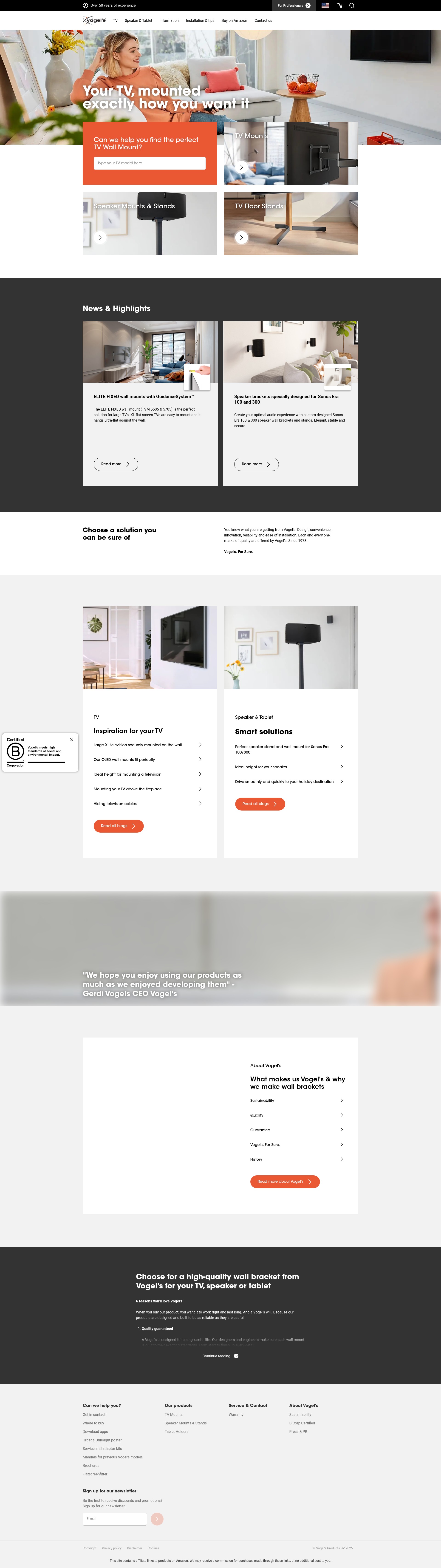 Screenshot of vogels.com