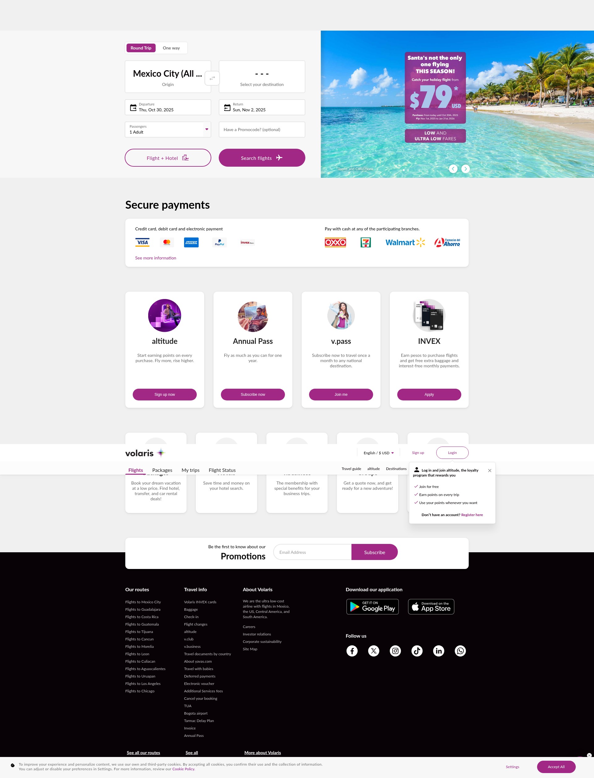 Screenshot of volaris.com