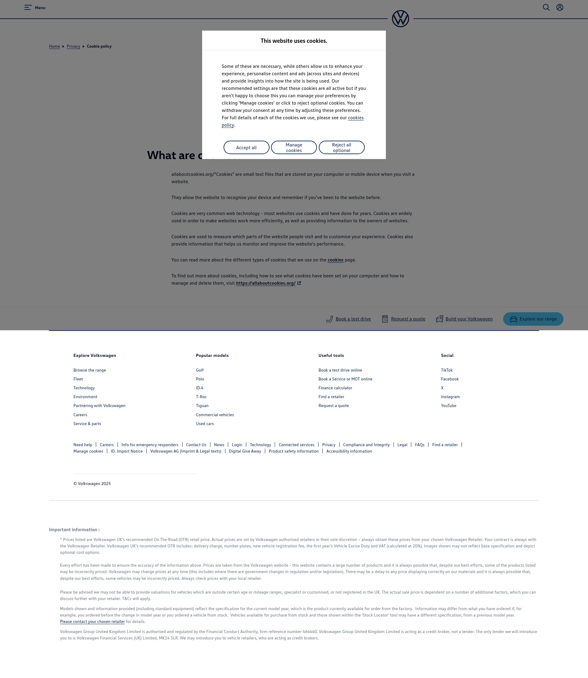 Screenshot of volkswagen.co.uk