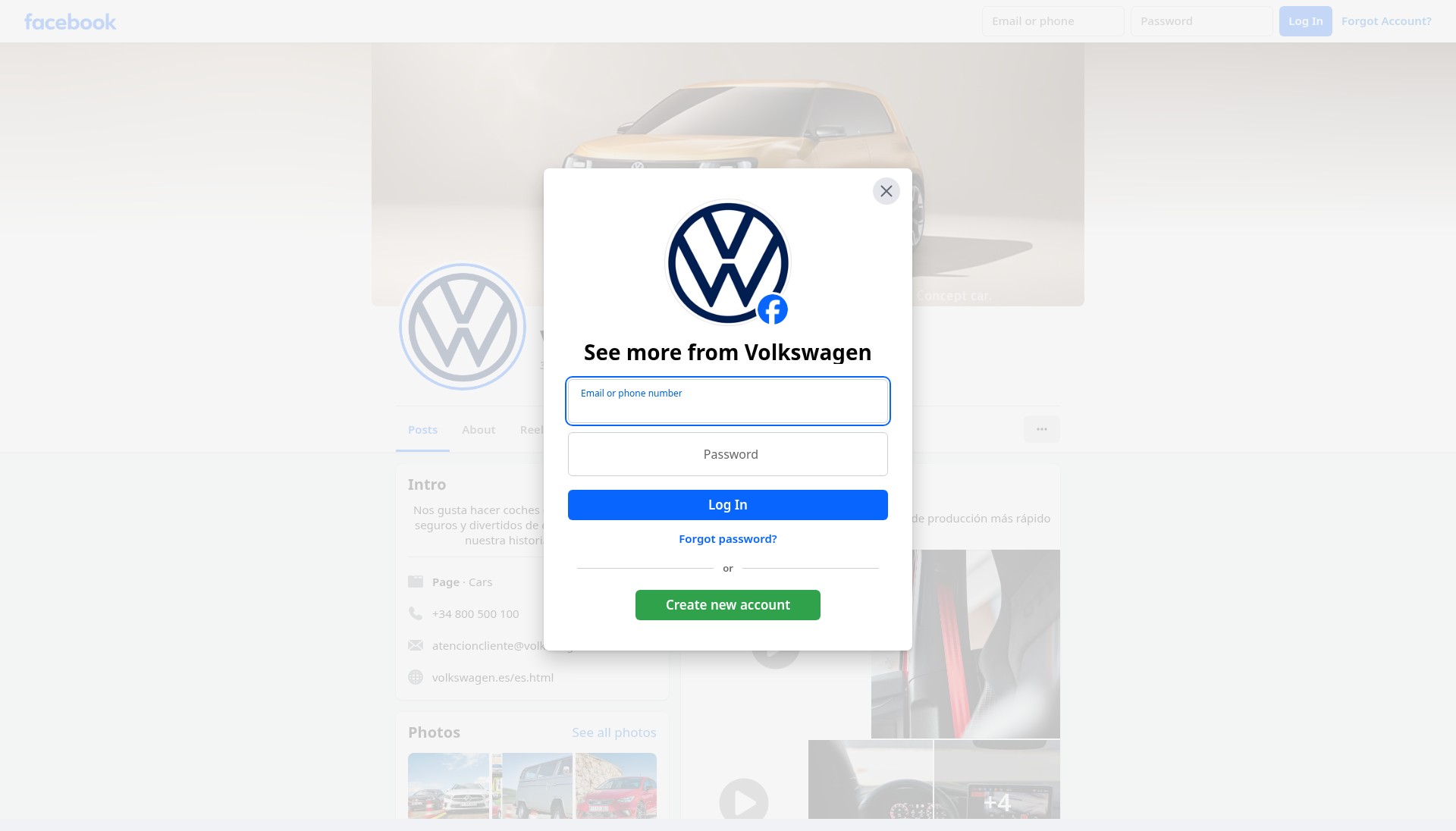 Screenshot of volkswagen.es