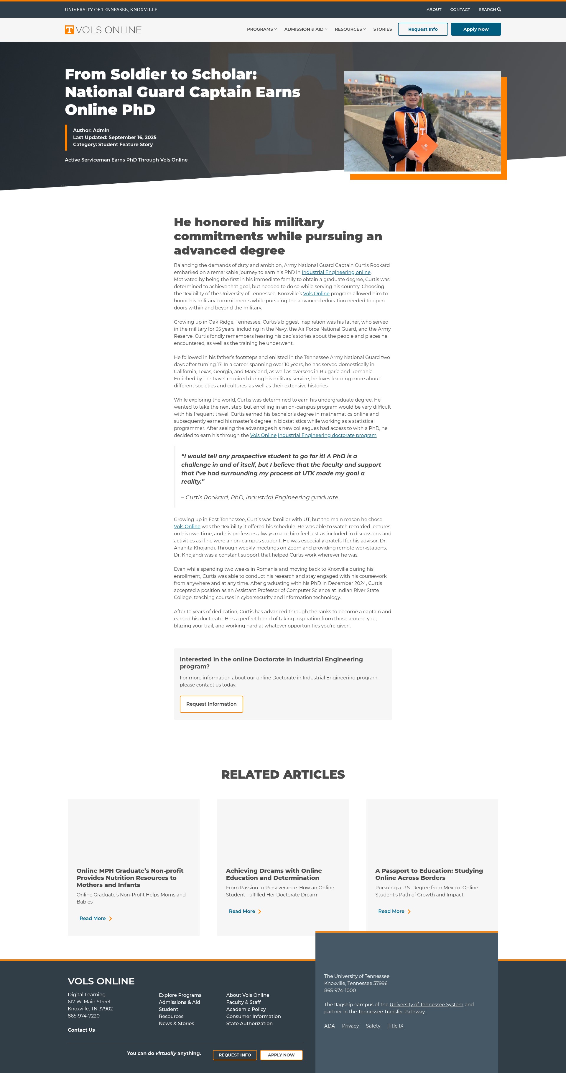 Screenshot of volsonline.utk.edu