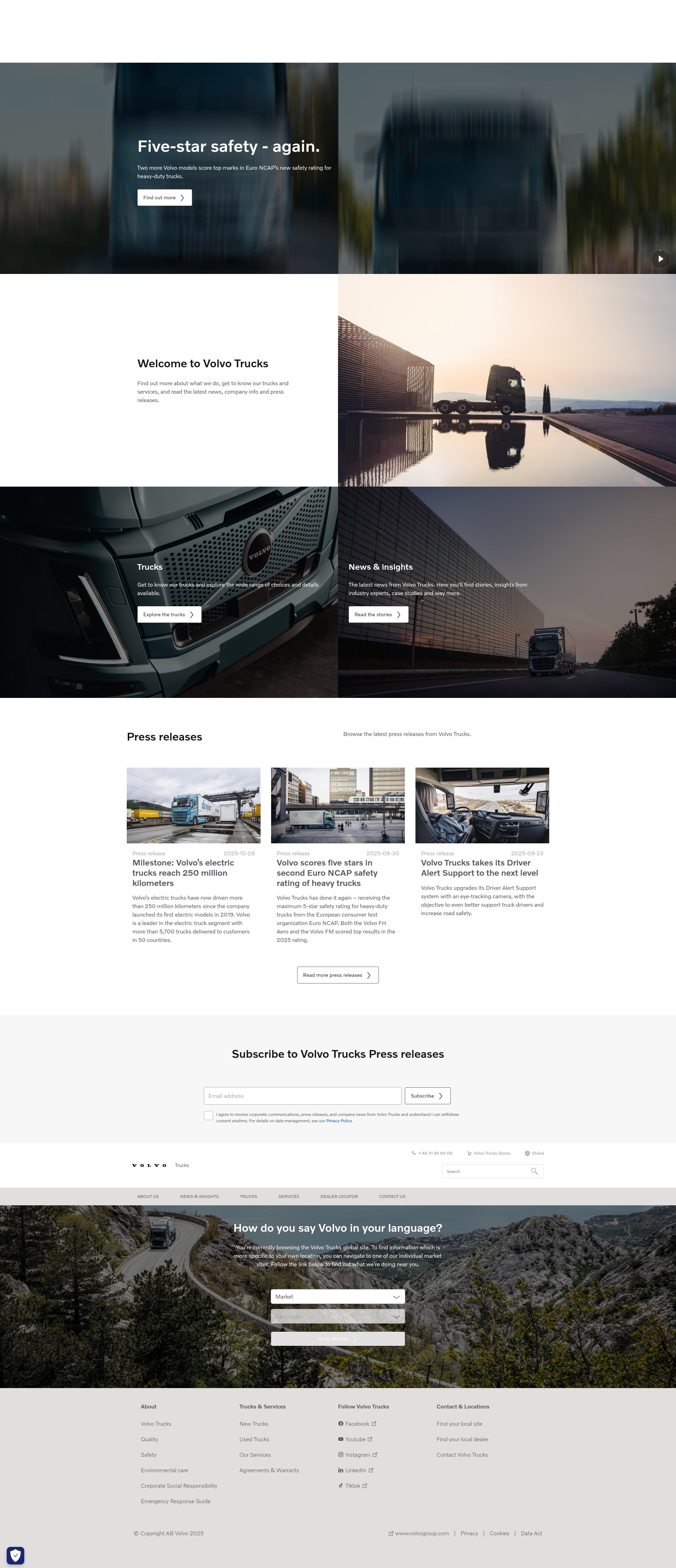 Screenshot of volvotrucks.com
